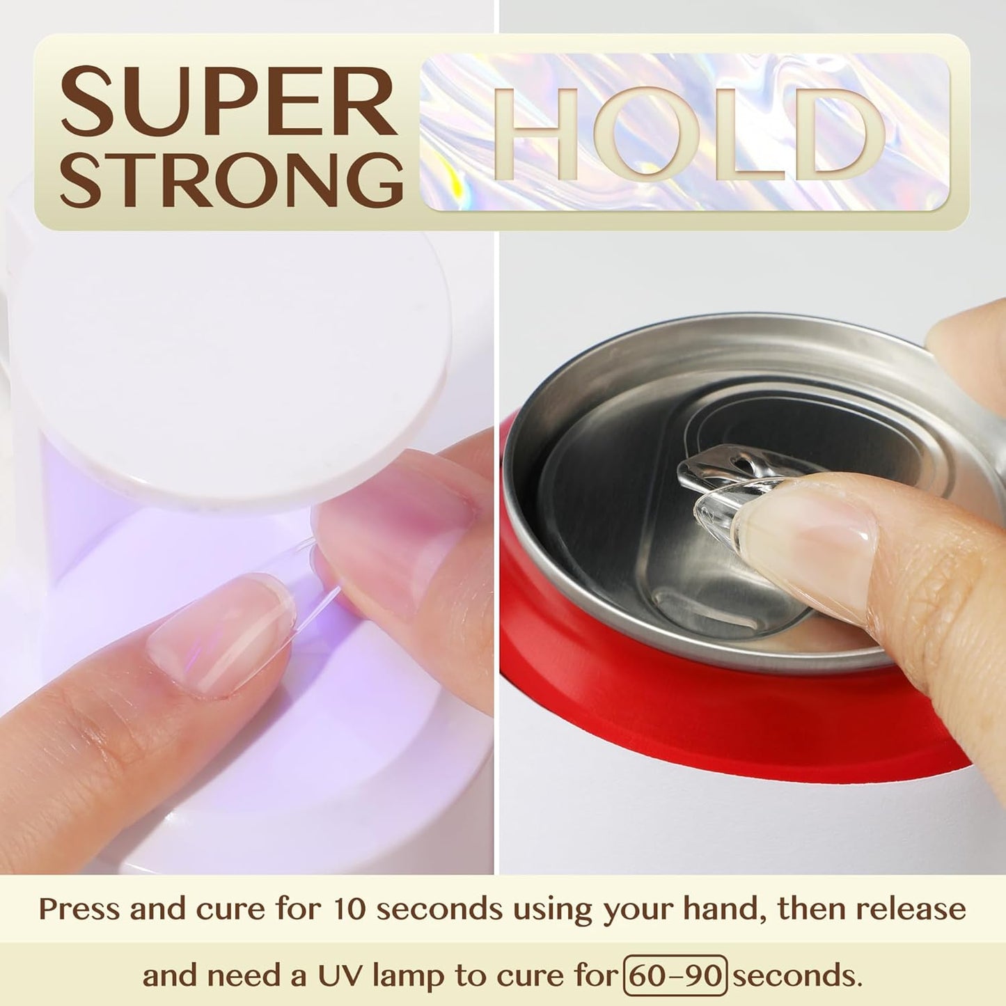 UNA GELLA 6 in 1 Gel Nail Glue for Clear Acrylic Nails Tips, 15ml UV Nail Glue Long Lasting Super Strong Brush for Base Coat, Clear Fake Nails, and Soft Gel Tips Lamp Curing Required