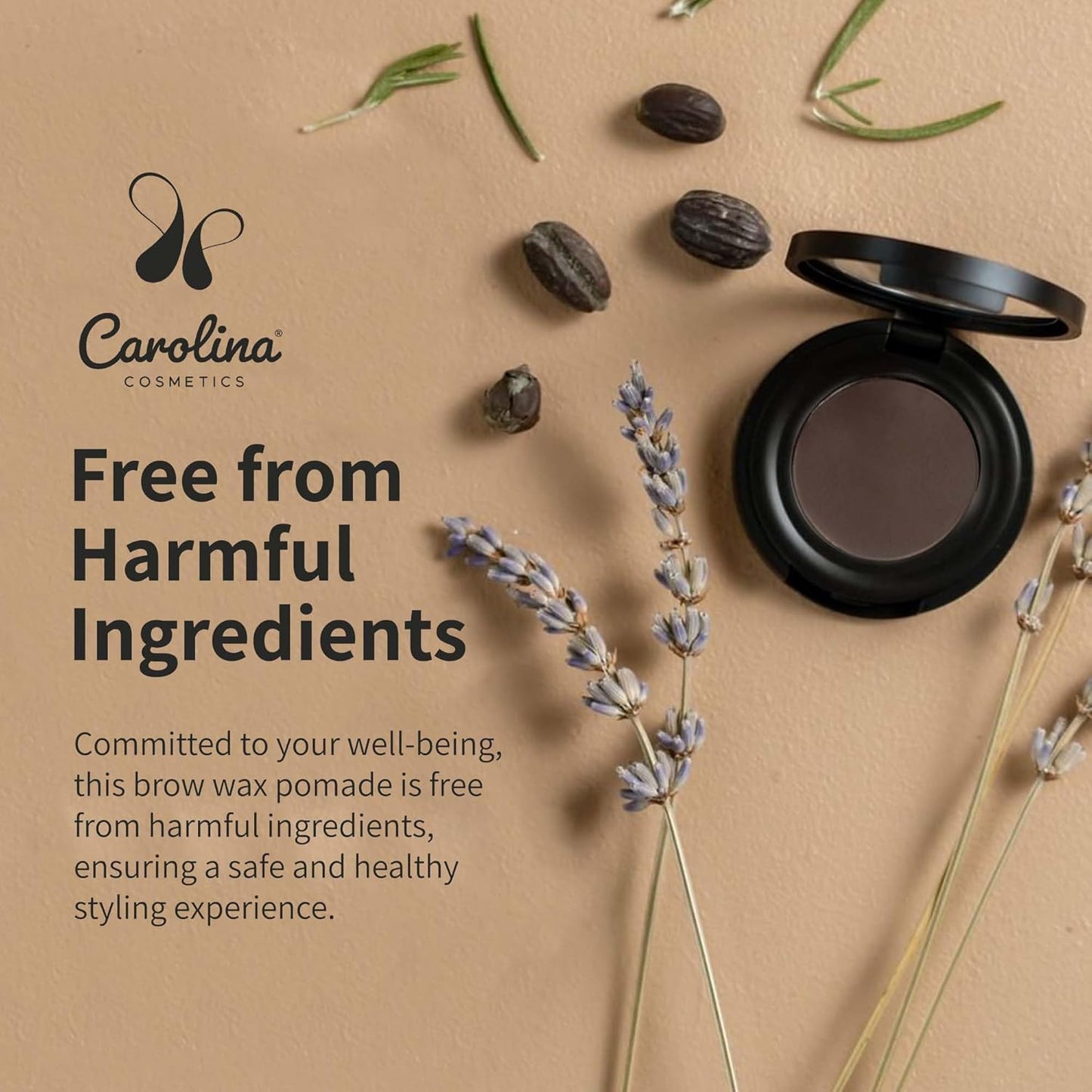 Brow Wax Pomade in Dark Shade - Plant-Based Vegan, Non-GMO, Paraben-Free - Dry Oil Based Pomade for Defined Eyebrows - 0.88oz