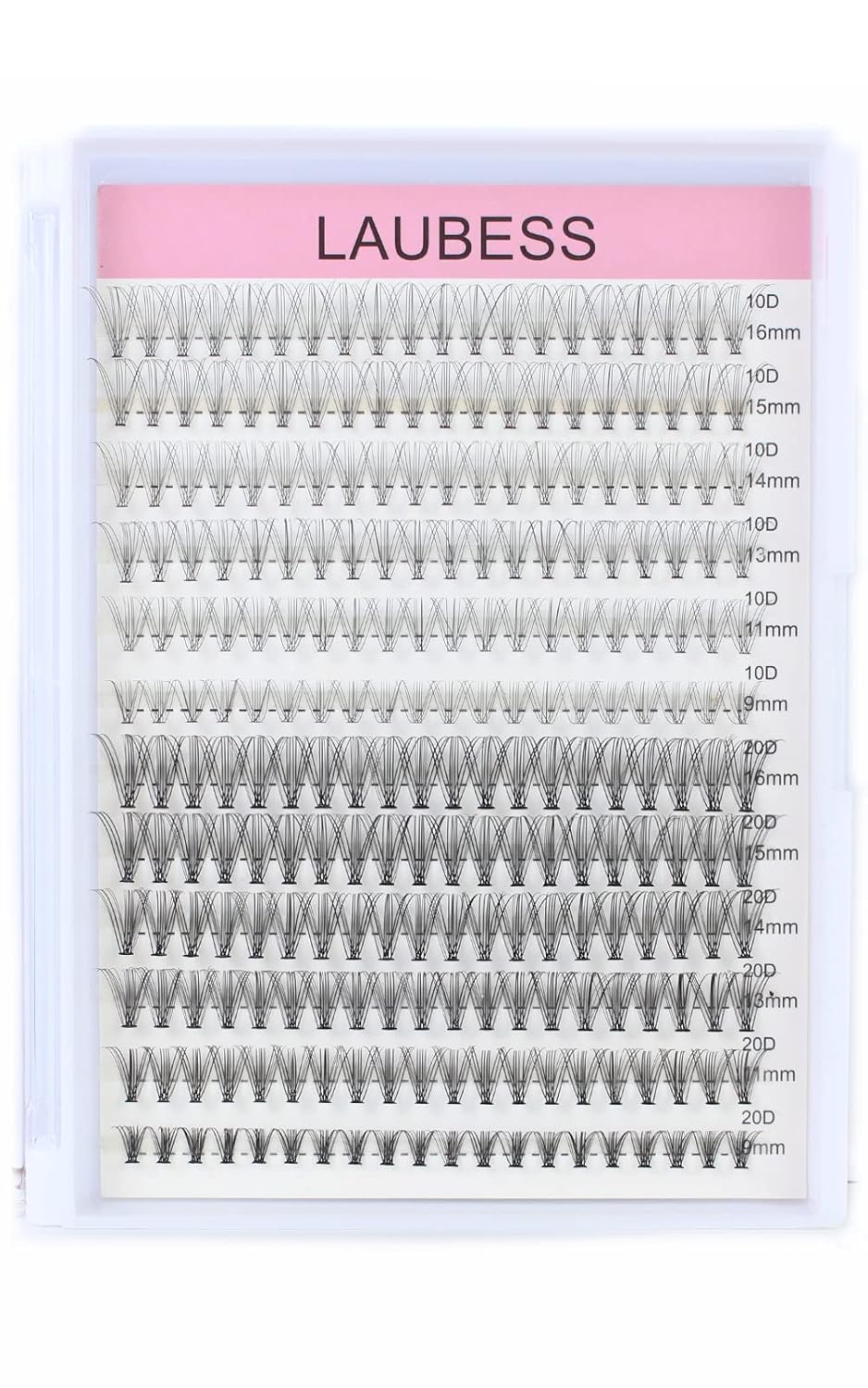 Lash Clusters LAUBESS Individual Lashes Waterproof Eyelash Clusters Mixed Tray Cluster Eyelash Extensions Soft Cluster Lashes for Beginners (10D/20D-C-Mix9-16)
