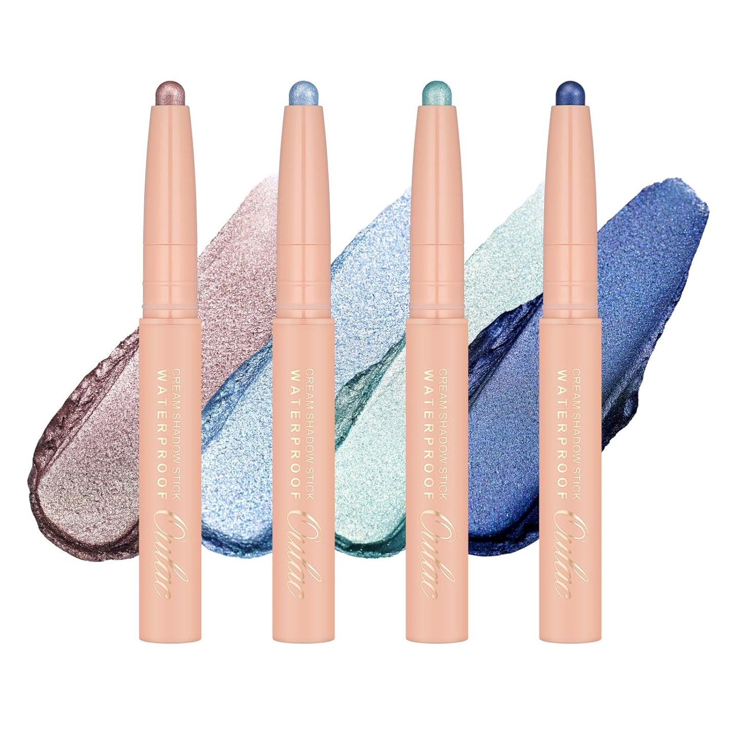 Oulac Eyeshadow Stick Set Smooth & Long Lasting, Twist-up Design Shimmering Glitter Finish, Blendable Eyes Makeup, Vegan & Cruelty-Free 3.8g X 4PCS