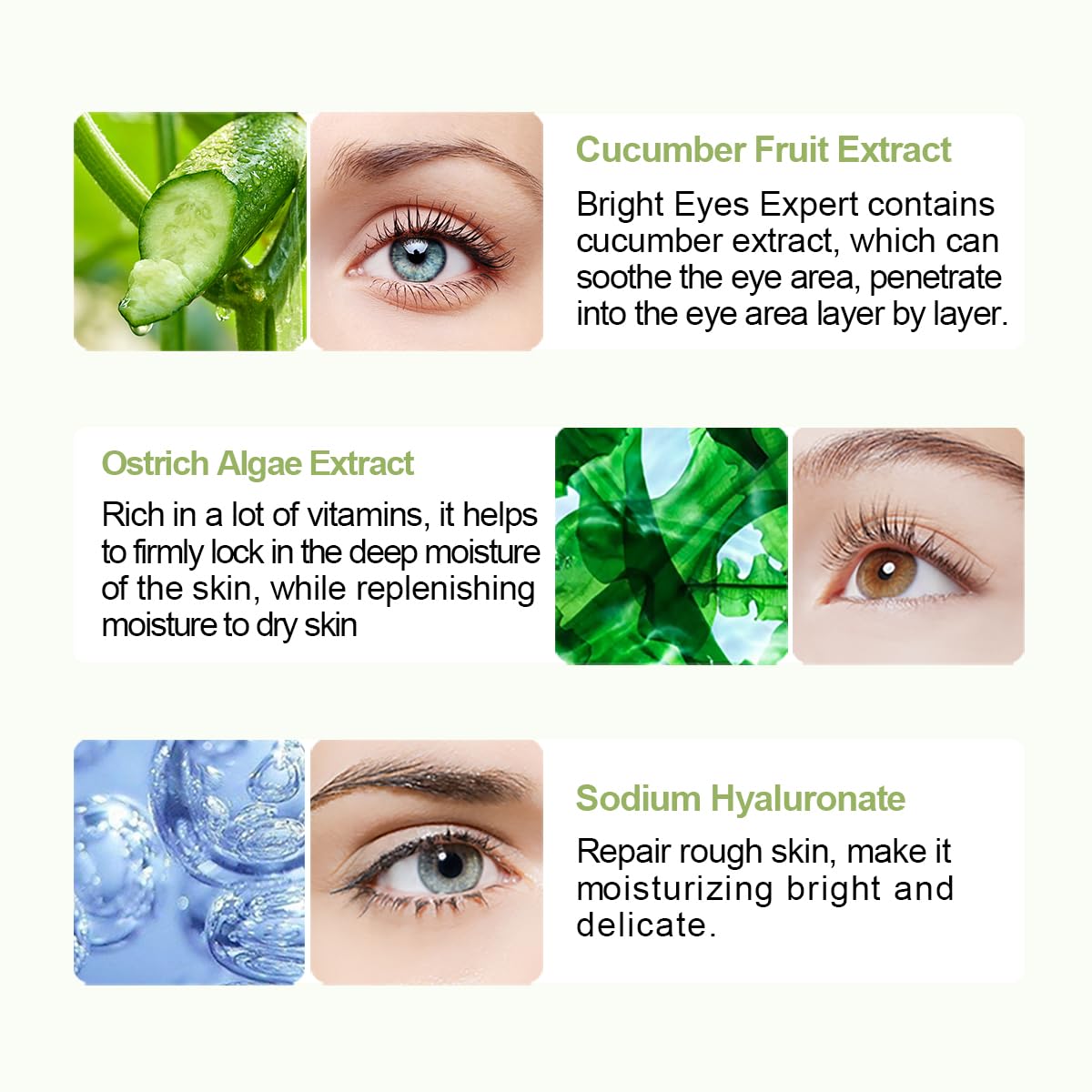 12Pcs Under Eye Patches for Dark Circle, Cucumber Moisturizing Eye Mask Hyaluronic Acid Eye Mask, Cooling Crystal Angle Wings Eye Mask, Hrydrate & Moisture Gel Under Eye Treatment Skin Care Products (Cucumber )