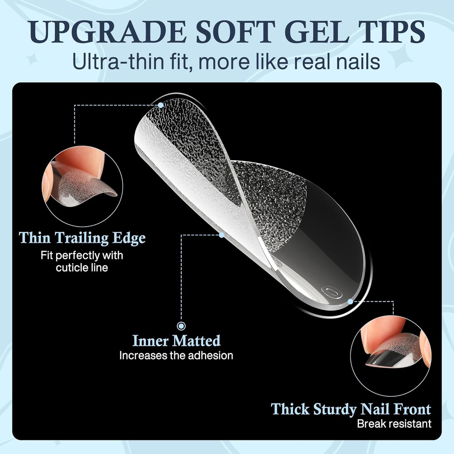 Extra Short Almond Nail Tips, 360pcs Soft Gel Pre-Shaped Acrylic XS Fake Nails, Half Matte Full Cover Clear Press on Flase Nail Tips for Extension Manicure Home DIY 12 Sizes Gelly Tips