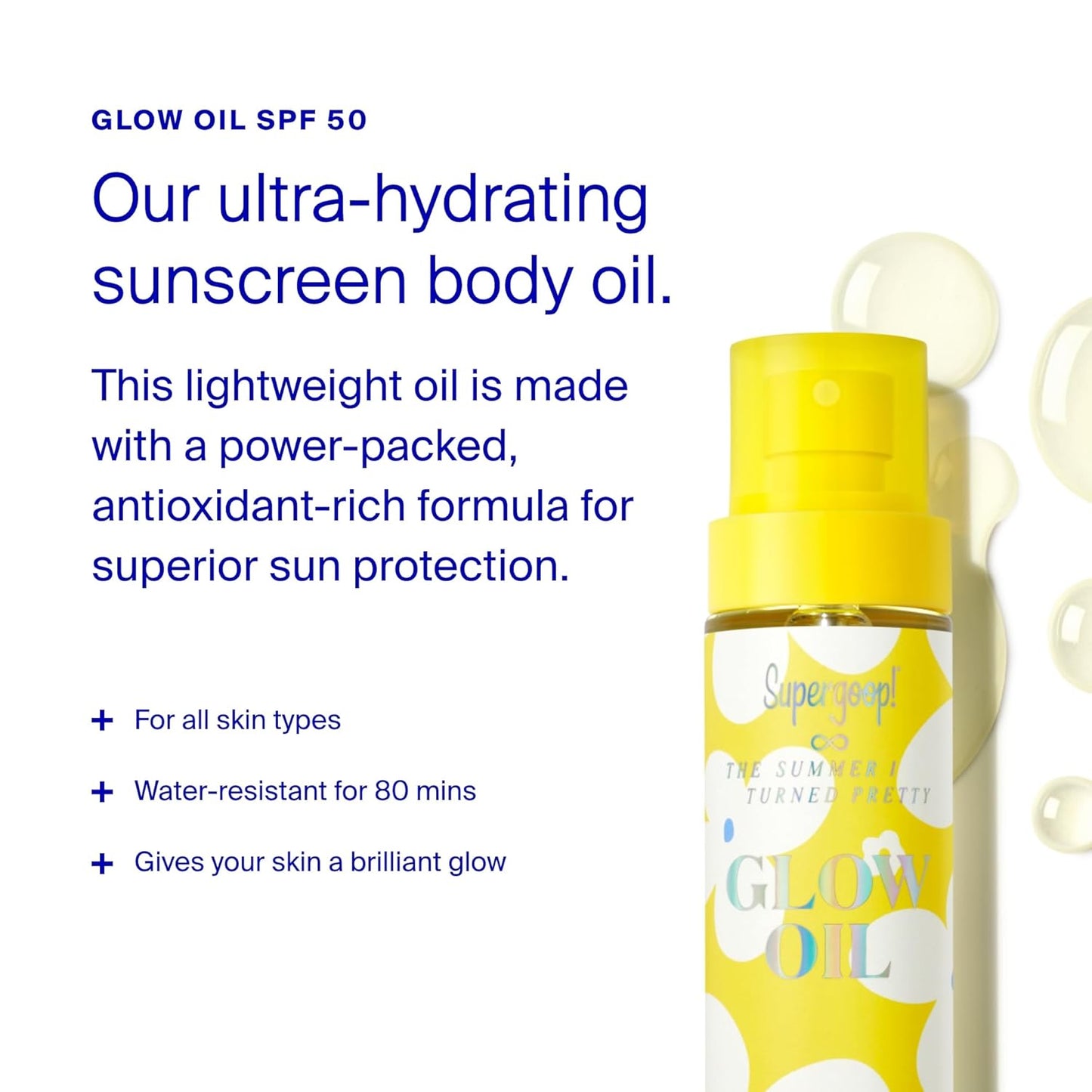 Supergoop! x The Summer I Turned Pretty Summer Glow-Up SPF Set - Includes Glowscreen SPF 40, Glow Oil SPF 50 & Butterfly Hair Clip