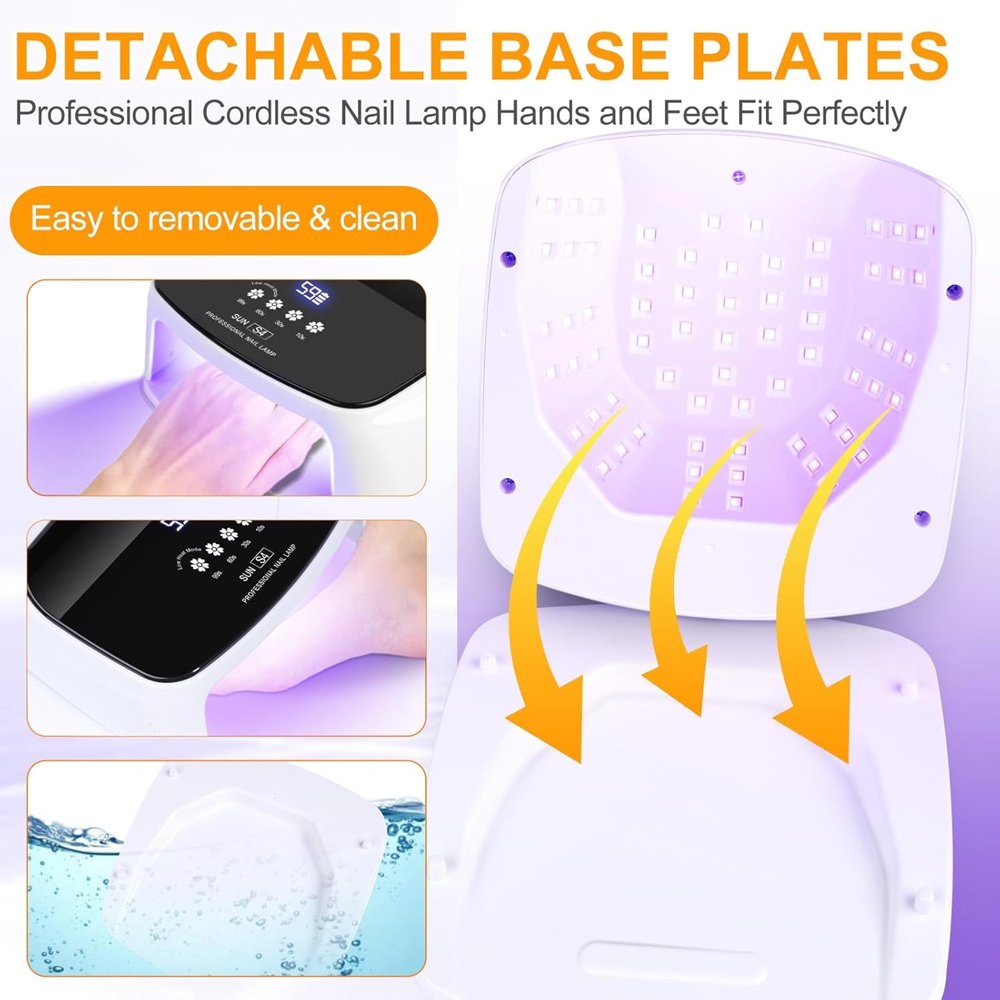 Cordless Nail Lamp, 288W 8 Hours Super Long-Lasting Rechargeable for Nail Art at Home and in Salons