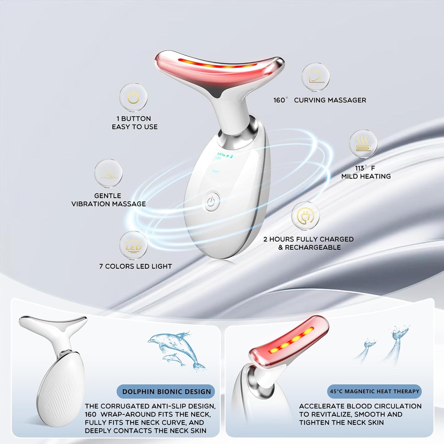 7 in 1 Face Massager Tool, Red Light Therapy for Face and Neck, Red Light Therapy Wand, Face Neck Sculpting Tool for Skin Care