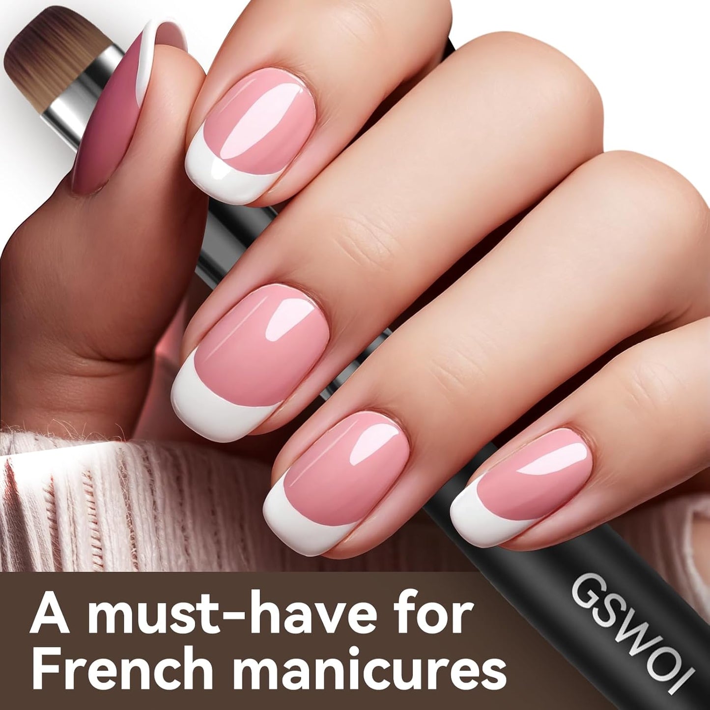 Acrylic Nail Brush for French Tips & Gel Polish Clean Up | Professional Dual-Use Brush with Wooden Handle for Acrylic/Polygel/Builder Gel | Nail Art Design Tool for Cleaning & Detailing (F16)