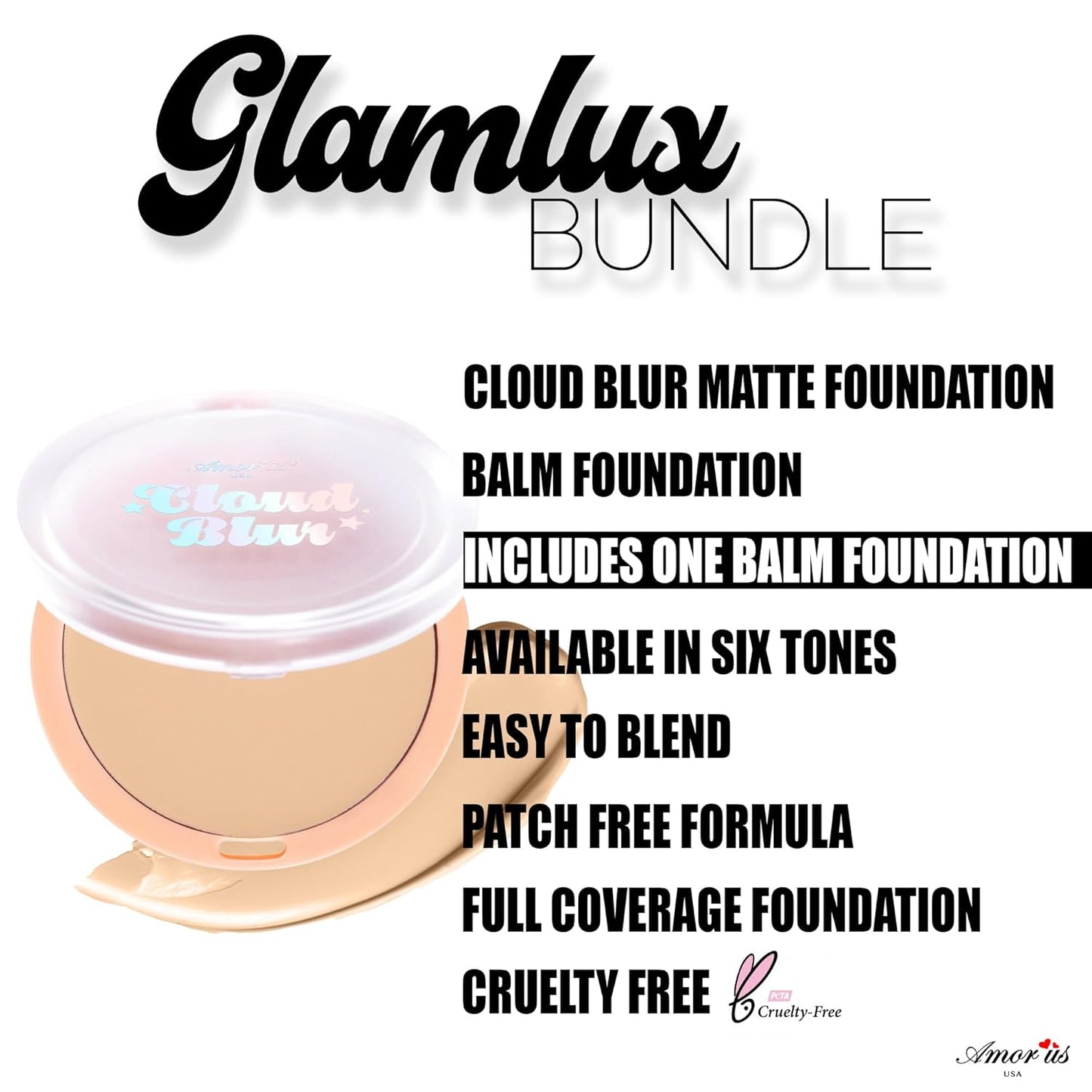 Beauty Bundle Beauty Creations Pink Cloud Pink Loose Setting Powder & Amorus Cloud Blur Matte Balm Foundation, Minimizes Pores, Matte Finish 14HR Shine Control (Natural Fair)
