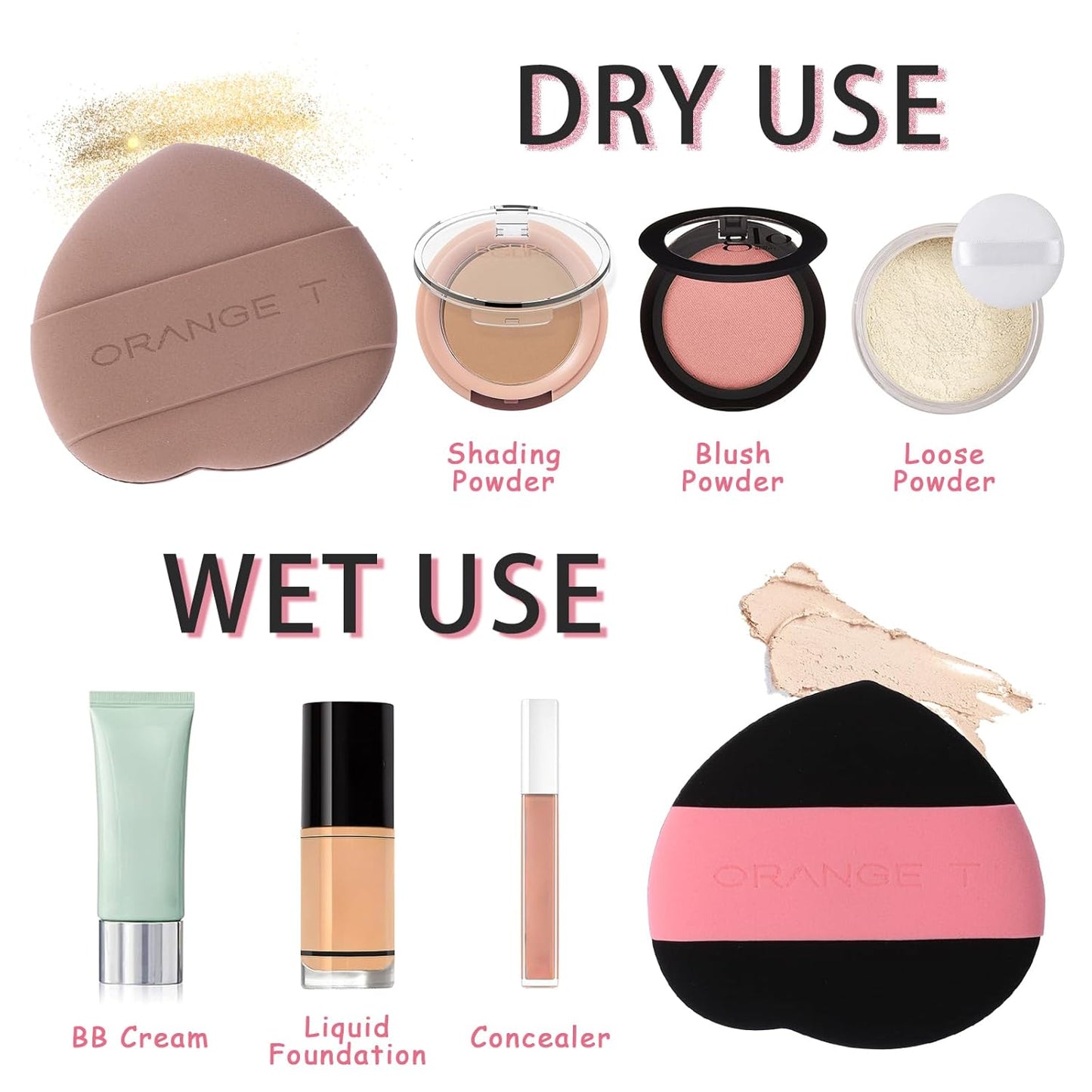 Lilystar 2Pcs Powder Puff Face Soft Makeup Sponge, Soft Triangle Powder Puffs Makeup Sponge Applicator Air Cushion Powder Puff for Liquid Foundation, Cream, Powder, Concealer (Black)