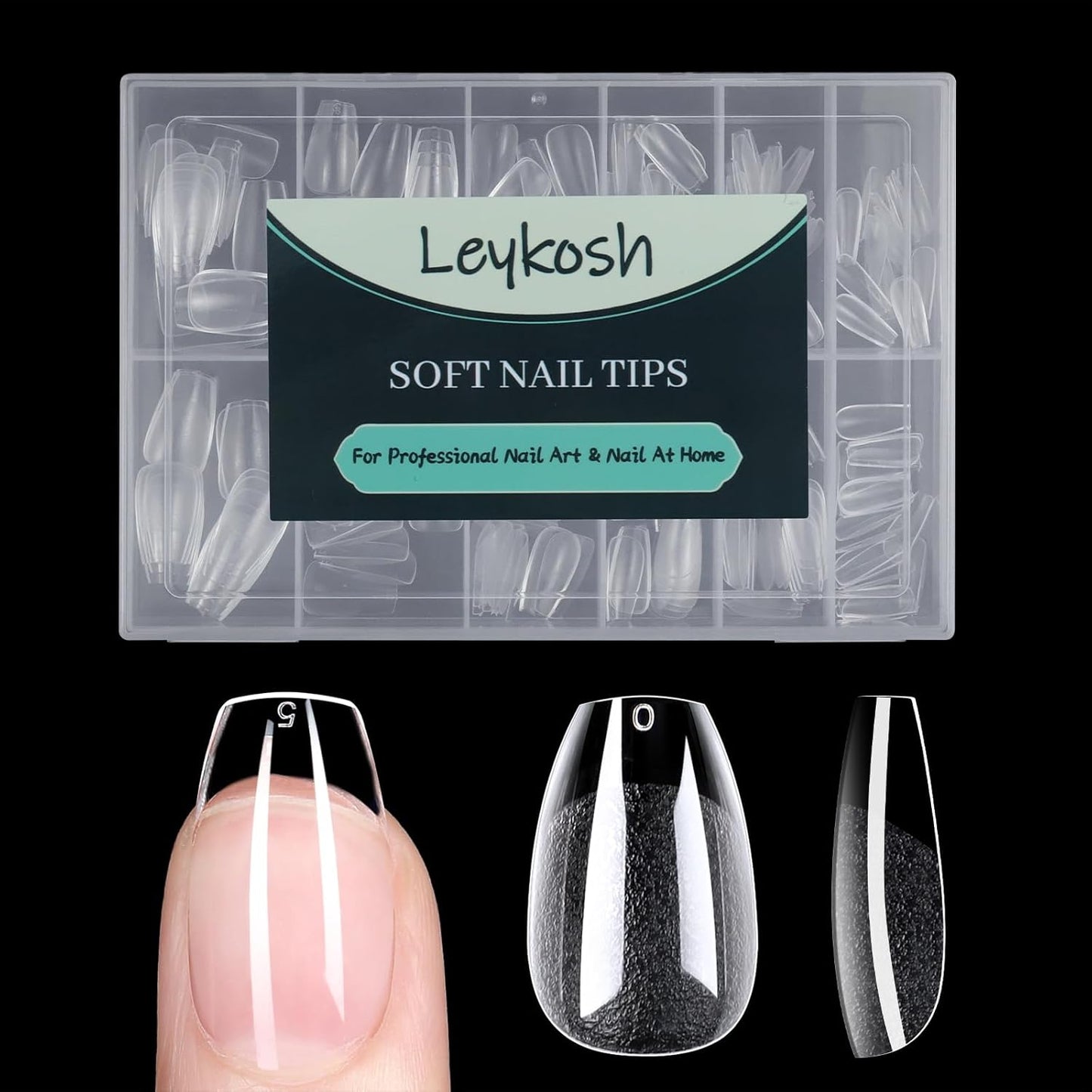 Short Coffin Nail Tips, 216pcs Acrylic Ballerina Soft Fake Nails Gel Nail Tips, Full Cover Pre-Shaped Matte Clear Press on Nails for Extension, Diy at Home Manicure 12 Sizes