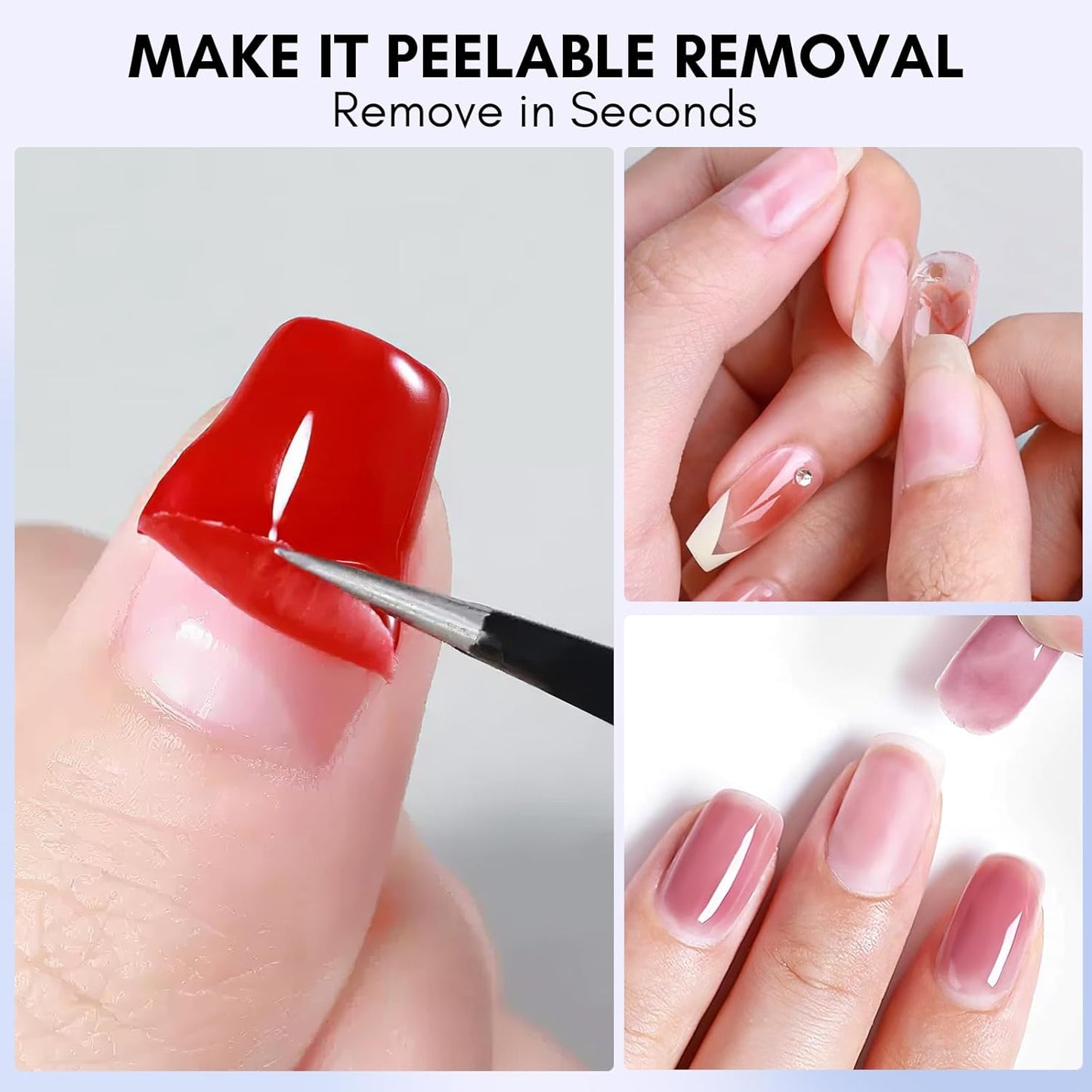 Makartt Peel Off Gel Base Coat 15ml – Clear, Easy Removal Gel Nail Polish Peelable Base for Practice, No Soaking or Filing, Damage-Free for Weak & Thin Nails, UV/LED Lamp Needed, Beginner-Friendly