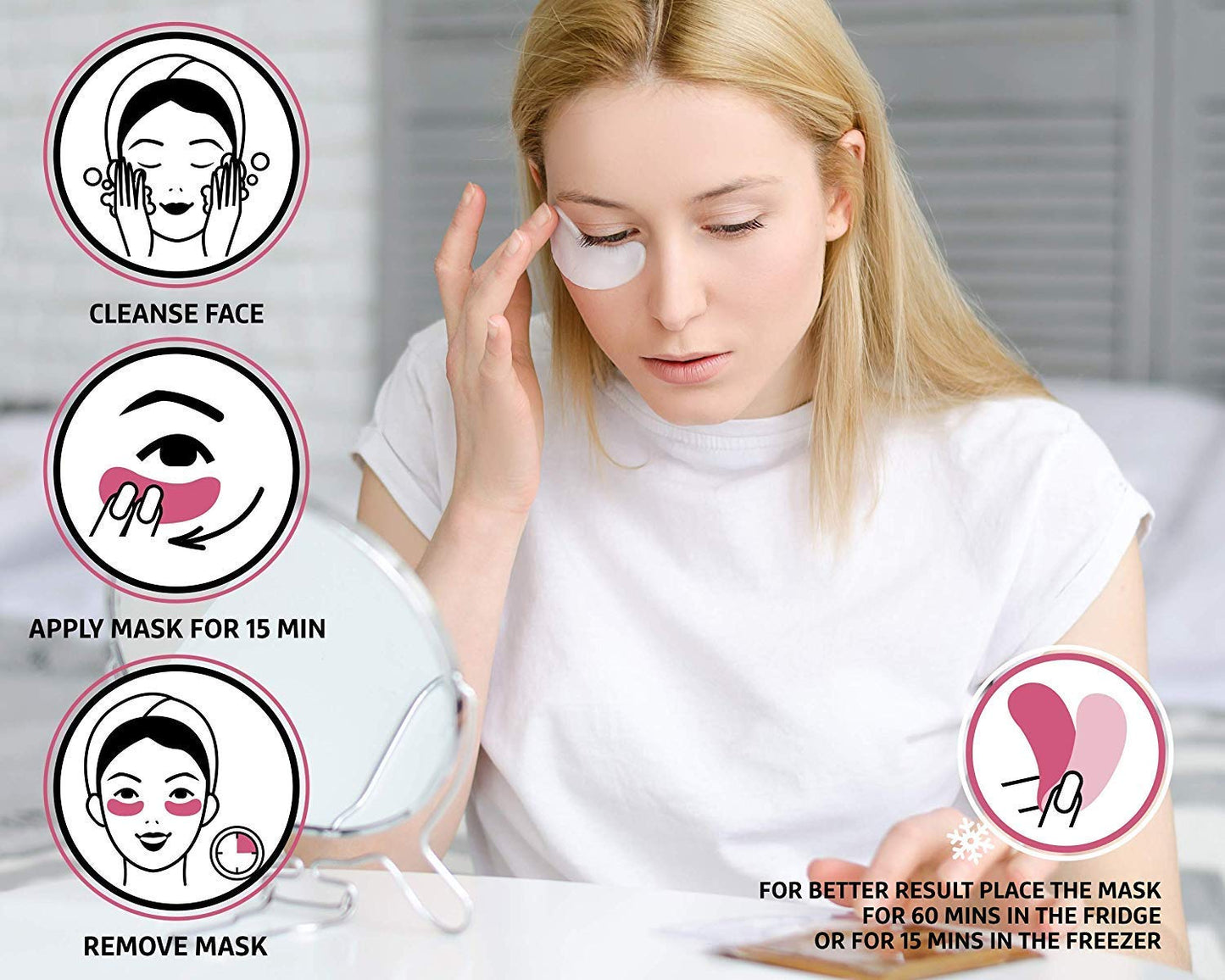 Jakuva Under Eye Patches 30PCS Pairs Collagen Eye Masks Eye Patches for Dark Circles and Puffy Eyes, Reduce Wrinkles, Gel Eye Mask Skincare for Moisturizing, Eye Bags Treatment, White