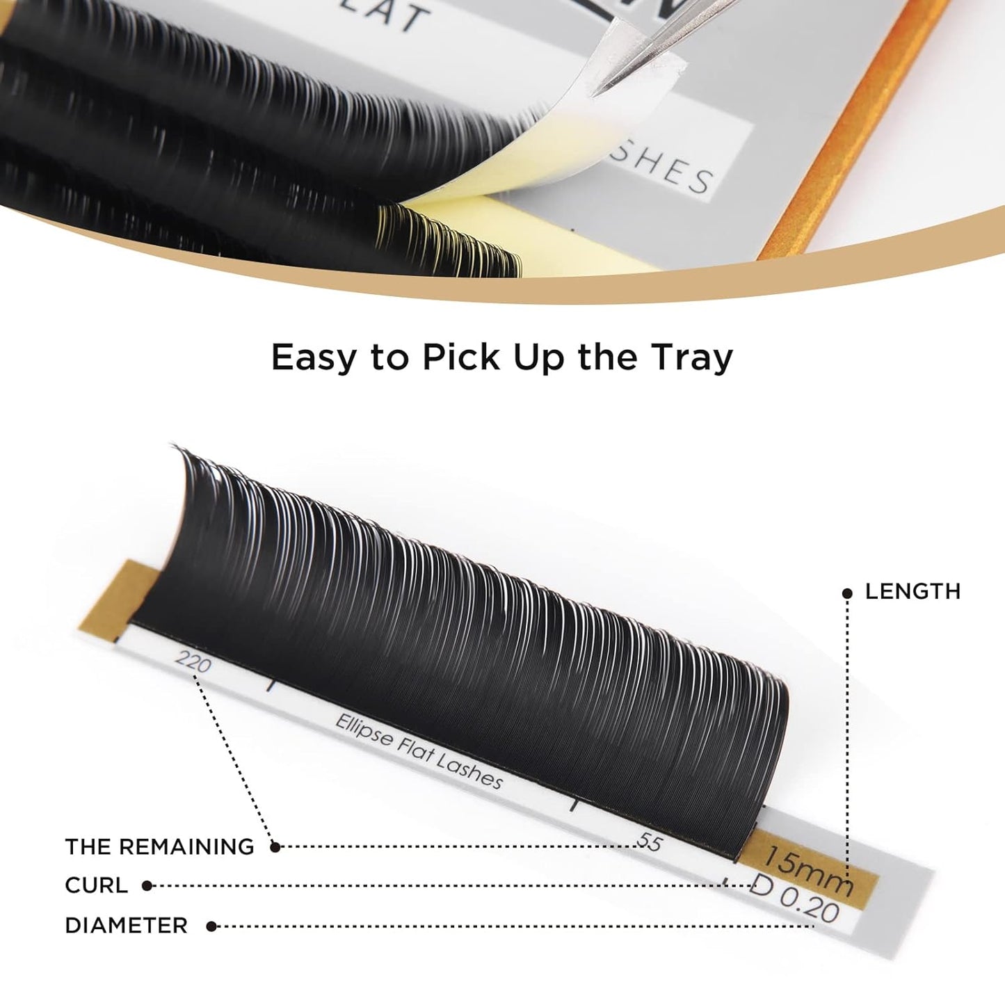 LASHVIEW Eyelash Extension - Ellipse Flat Eyelash Extensions, Individual Lashes, 0.15mm C Curl 11mm, Semi-Permanent, Extremely Light & Soft, Professional Salon Use