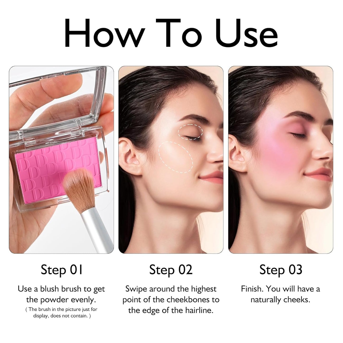 KYDA Powder Blush, Radiant Glow Face Blusher, Blendable Formula, Lasting Moisturizing, Ultra Fine Lightweight Texture, Coral