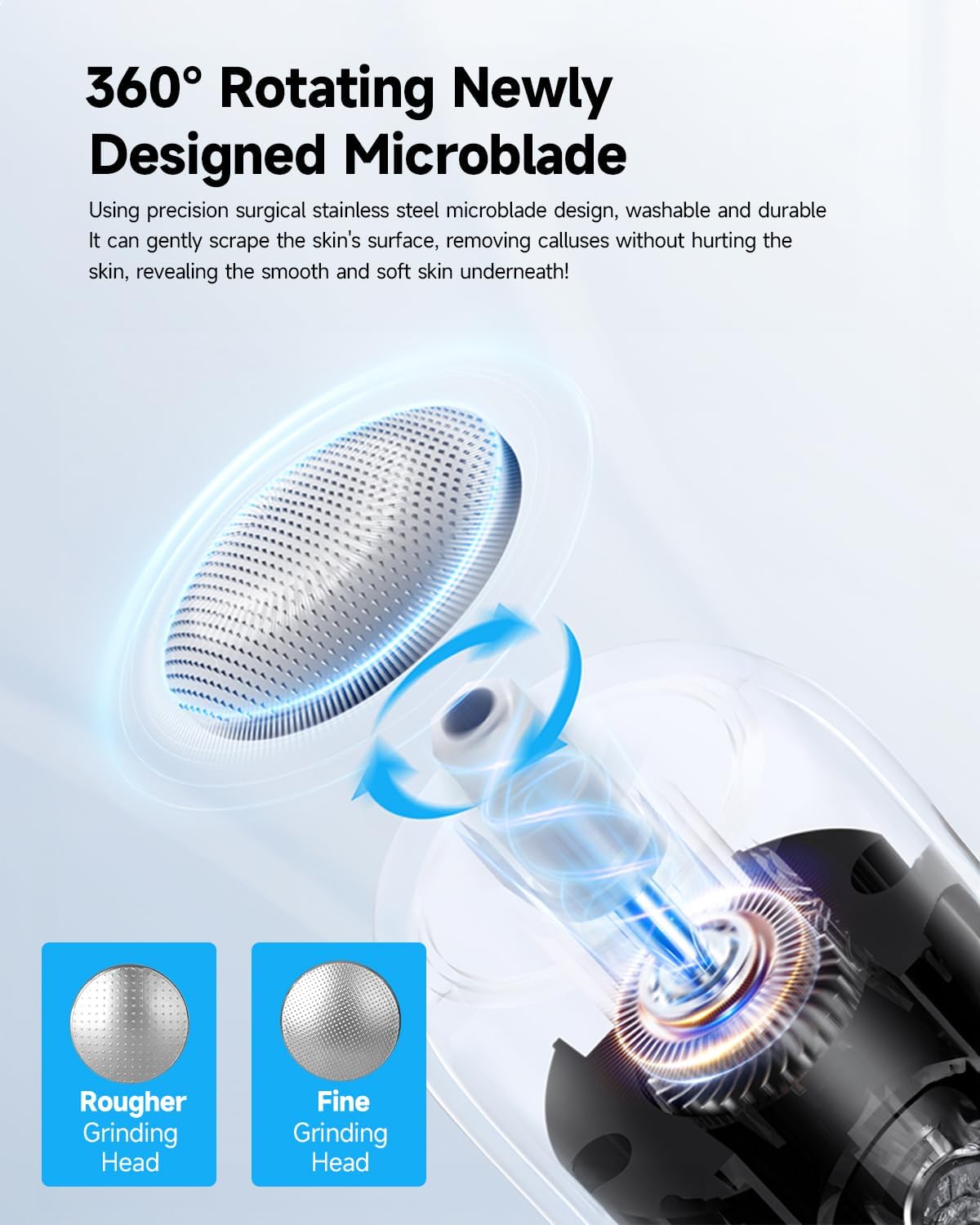 Electric Foot Callus Remover for Women Men, Electric Foot File with Stainless Steel Heads, Rechargeable Callus Remover for Feet, Portable Feet Grinder for Cracked Dry Heels, Dead Skin Calluses