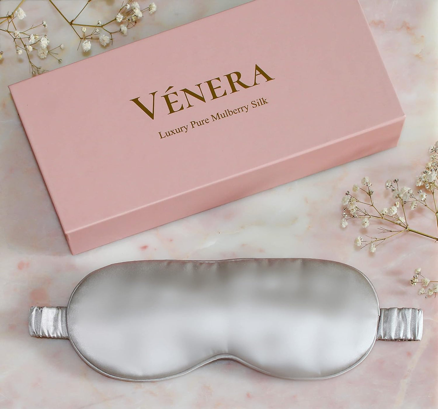 Silk Eye Mask - 100% Pure Mulberry 22 Momme Silk Sleep Mask (Silver Gray)