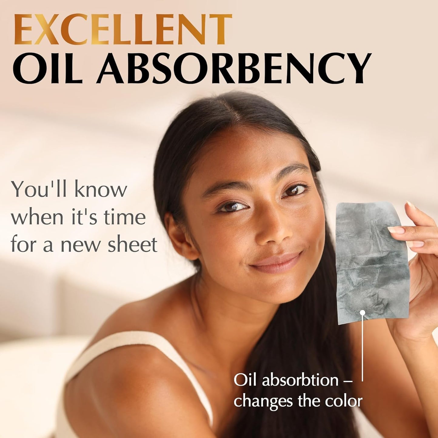 Natural Oil Blotting Sheets for Face with Bamboo Charcoal - 25% Larger - 3pk/300 Makeup Friendly Blotting Papers for Face - Easy Dispensing Oil Absorbing Sheets for Face