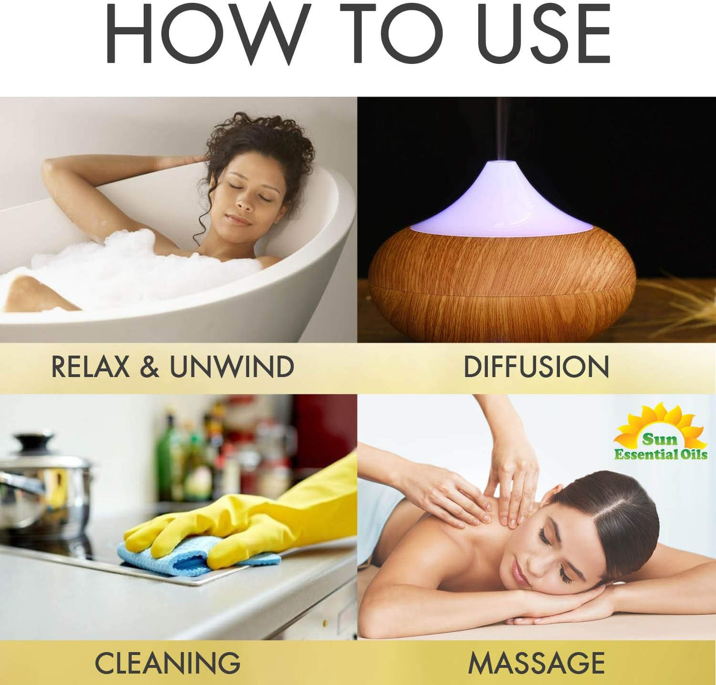 Sun Essential Oils Deep Muscle Relief Blend Oil (Huge 4 Ounce Bottle) Bulk - Sore Muscle Massage Oil - Muscle Ease Essential Oil Blend - Aromatherapy Oils