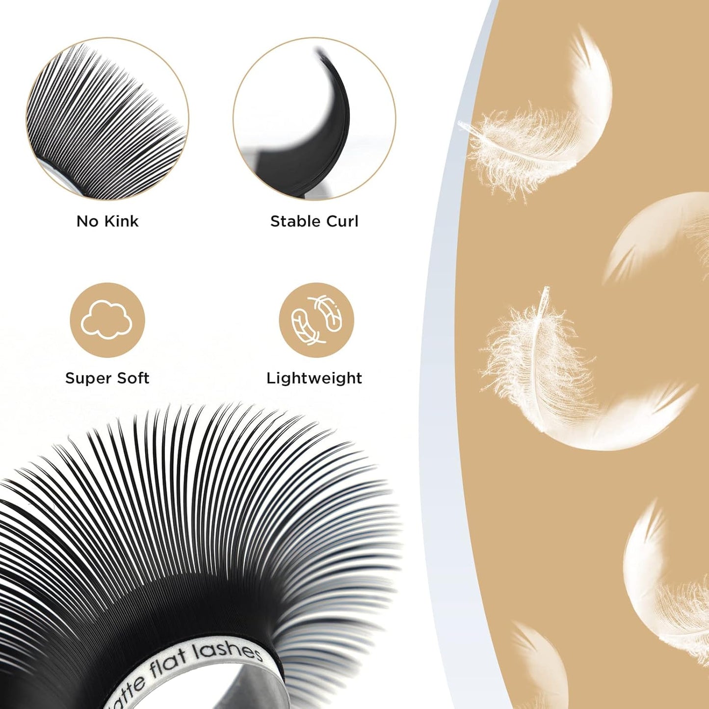 LASHVIEW Eyelash Extensions,Ellipse Flat Eyelash Extensions 0.15mm C Curl 8-15mm Mixed Tray,Mink Black,Individual Lashes,Super Matte Extremely Soft Professional Salon Use