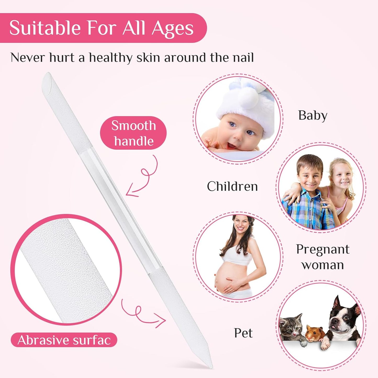 Maitys 6 Pieces Glass Cuticle Pusher Glass Cuticle Stick Set Double Sided Crystal Nail Files Precision Manicure Pedicure pusher tools(Clear)