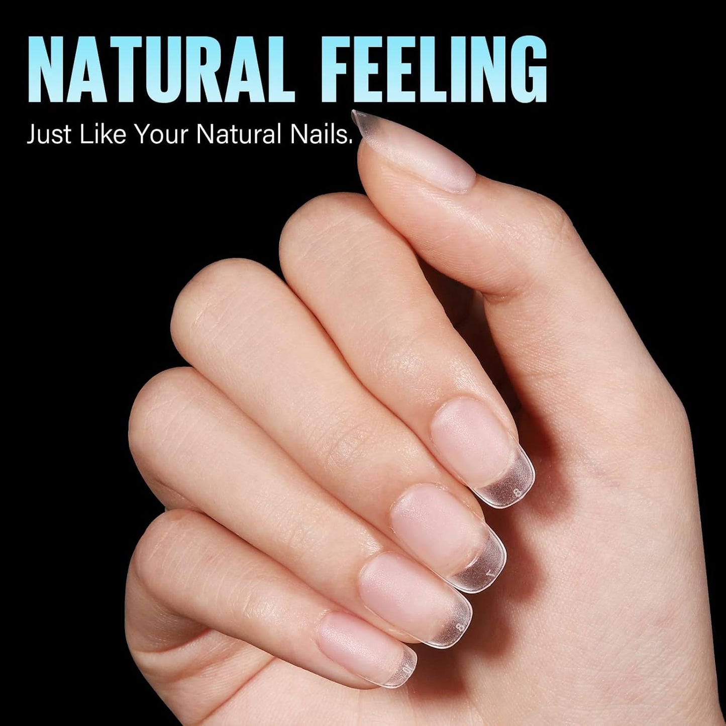 TOMICCA Short Oval Nail Tips, 240Pcs 15Sizes Double Sided Matte Nail Tips for Manicure, Acrylic Full Cover Fake False Press on Nails for Home DIY Art