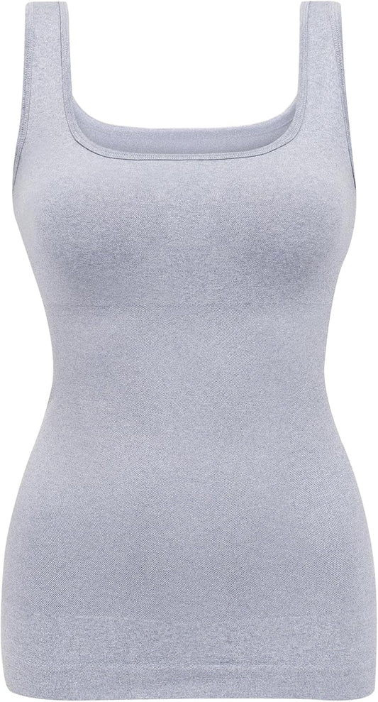 EUYZOU Women's Tummy Control Shapewear Tank Tops Seamless Square Neck Compression Tops Slimming Body Shaper Camisole