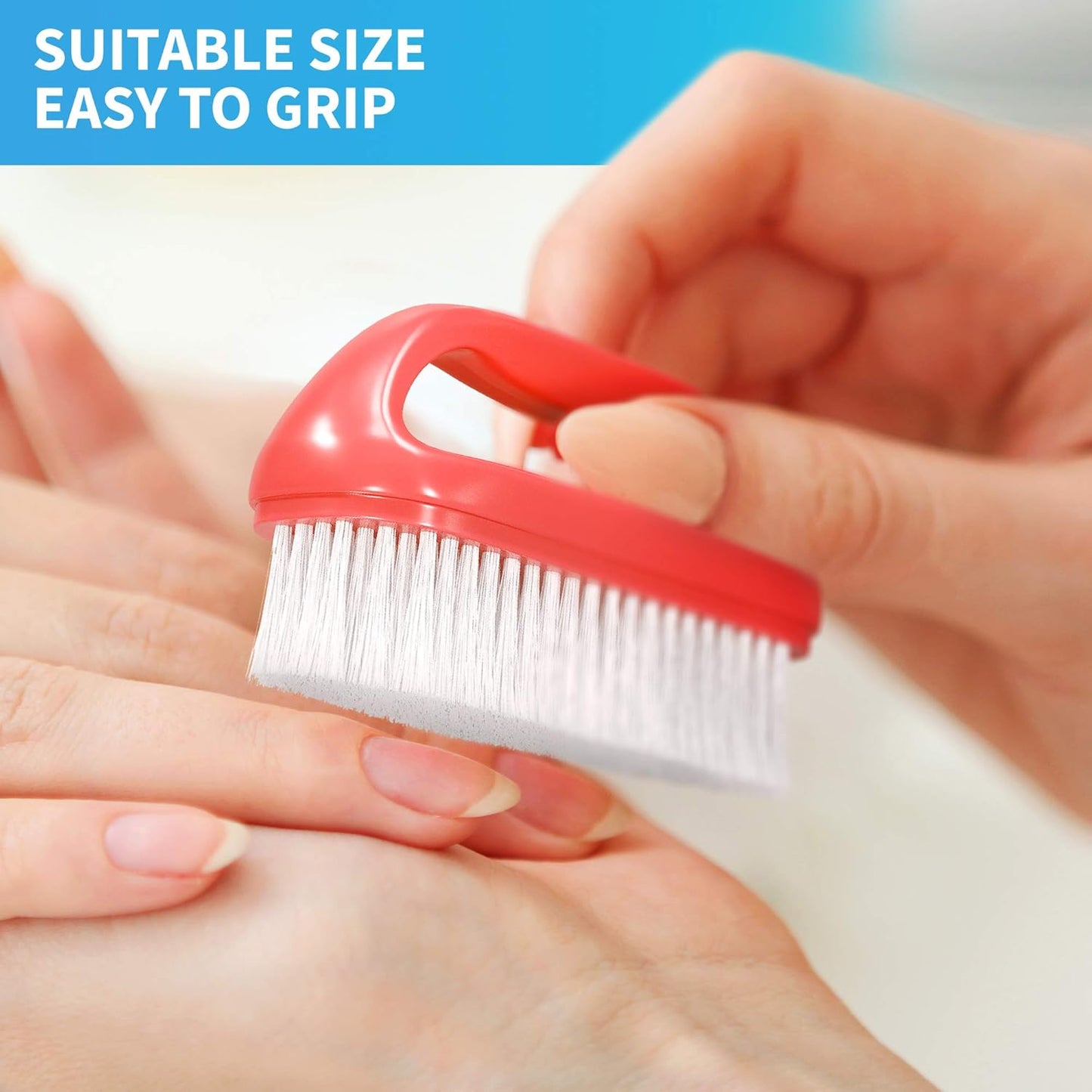 Konex Perfect-Grip Large Hand and Nail Brush 4" X 2-1/4" X 1-1/2" (Red)