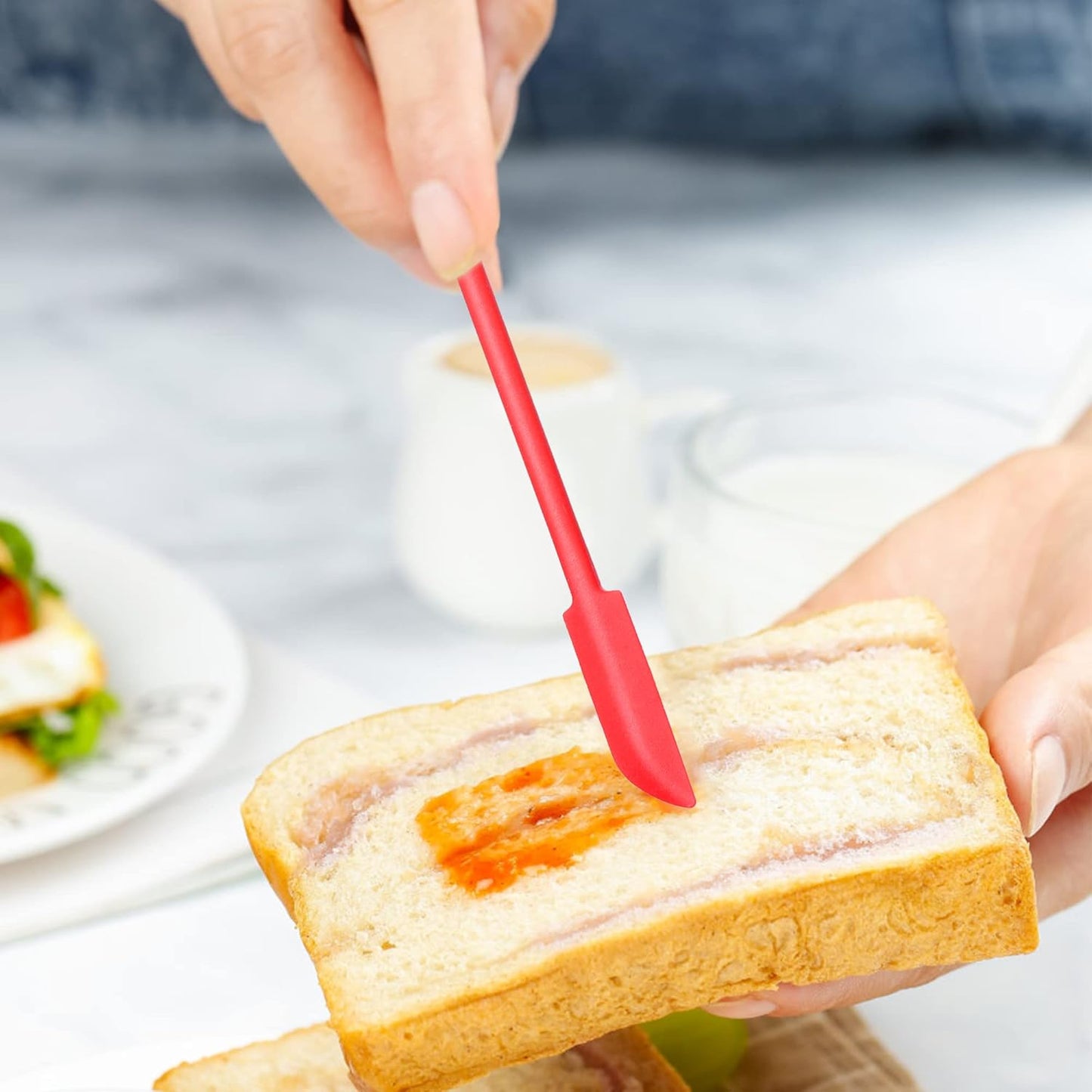 Mini Spatula Silicone Spatula Set - 4pcs Small Makeup Scrapers for Cosmetics, Reusable Beauty Tiny Tools, Thin Jar Scraper, Get the Last of the Makeup Out of the Bottle(Red)