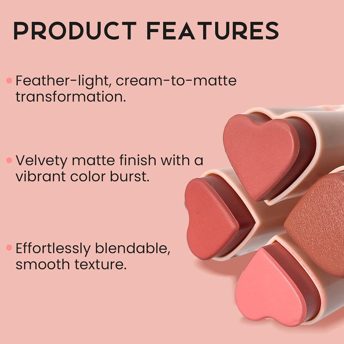 Blush Stick for Cheeks, Cream Blush with Heart-shaped, Blush Face Stick Multi-Use Lip and Cheek Tint, Waterproof Lightweight Easy to Blend Cream Blusher Makeup - Blossom Sakura