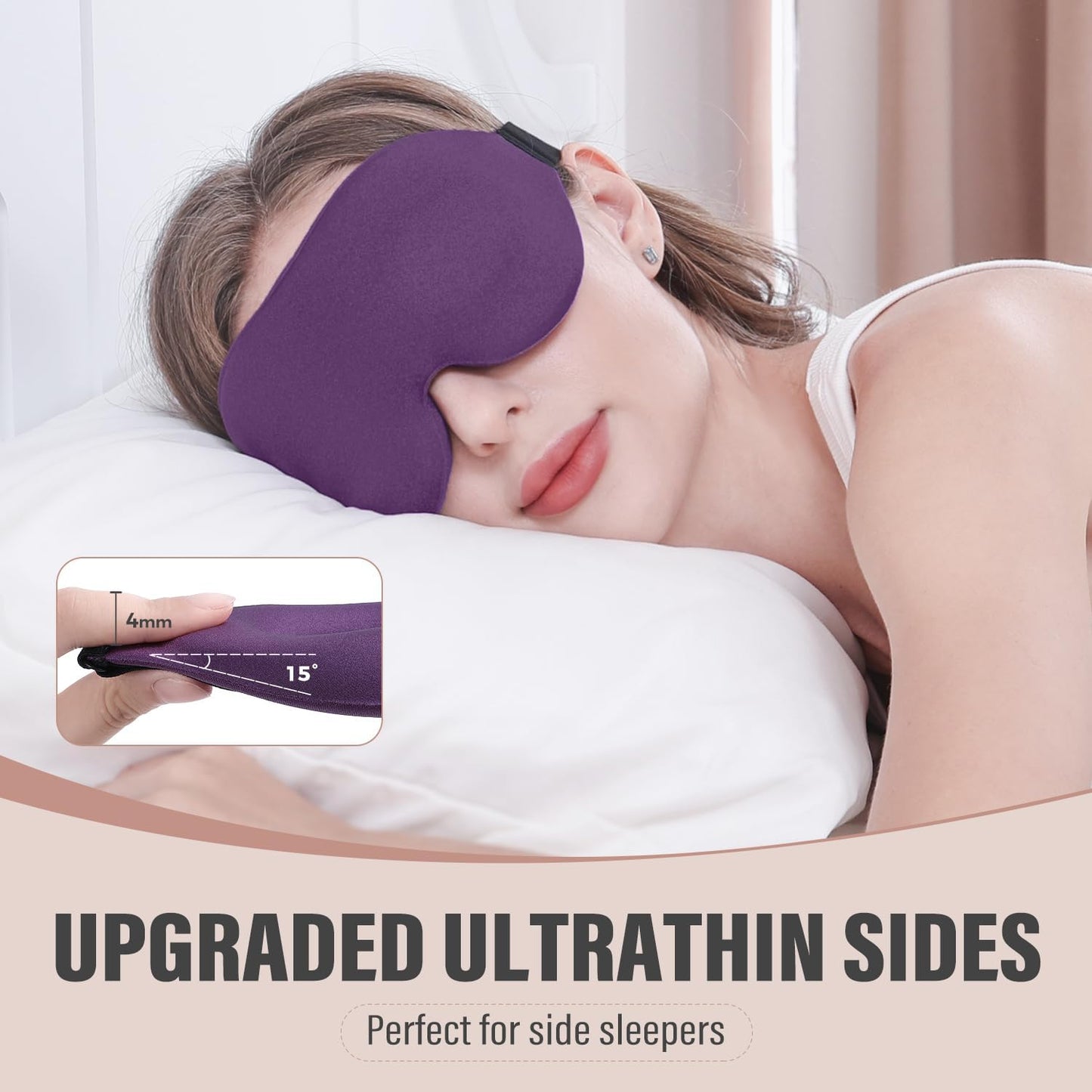 YIVIEW Sleep Mask for Side Sleeper, Complete Light Blocking 3D Sleeping Eye Mask, Soft Breathable Eye Cover for Women Men, Relaxing Zero Pressure Night Blindfold