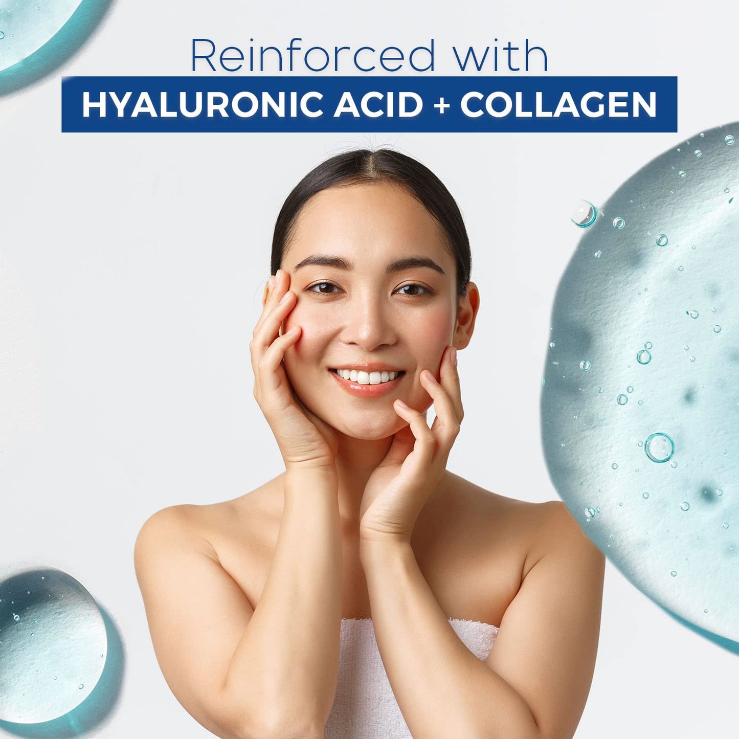 Hyaluronic & Collagen Sheet Face Mask - Skin Firming, Anti-Aging, Moisturizing & Plumping - Dermatologist Tested Korean Skincare - Clean Beauty, Cruelty-Free - 5 Masks