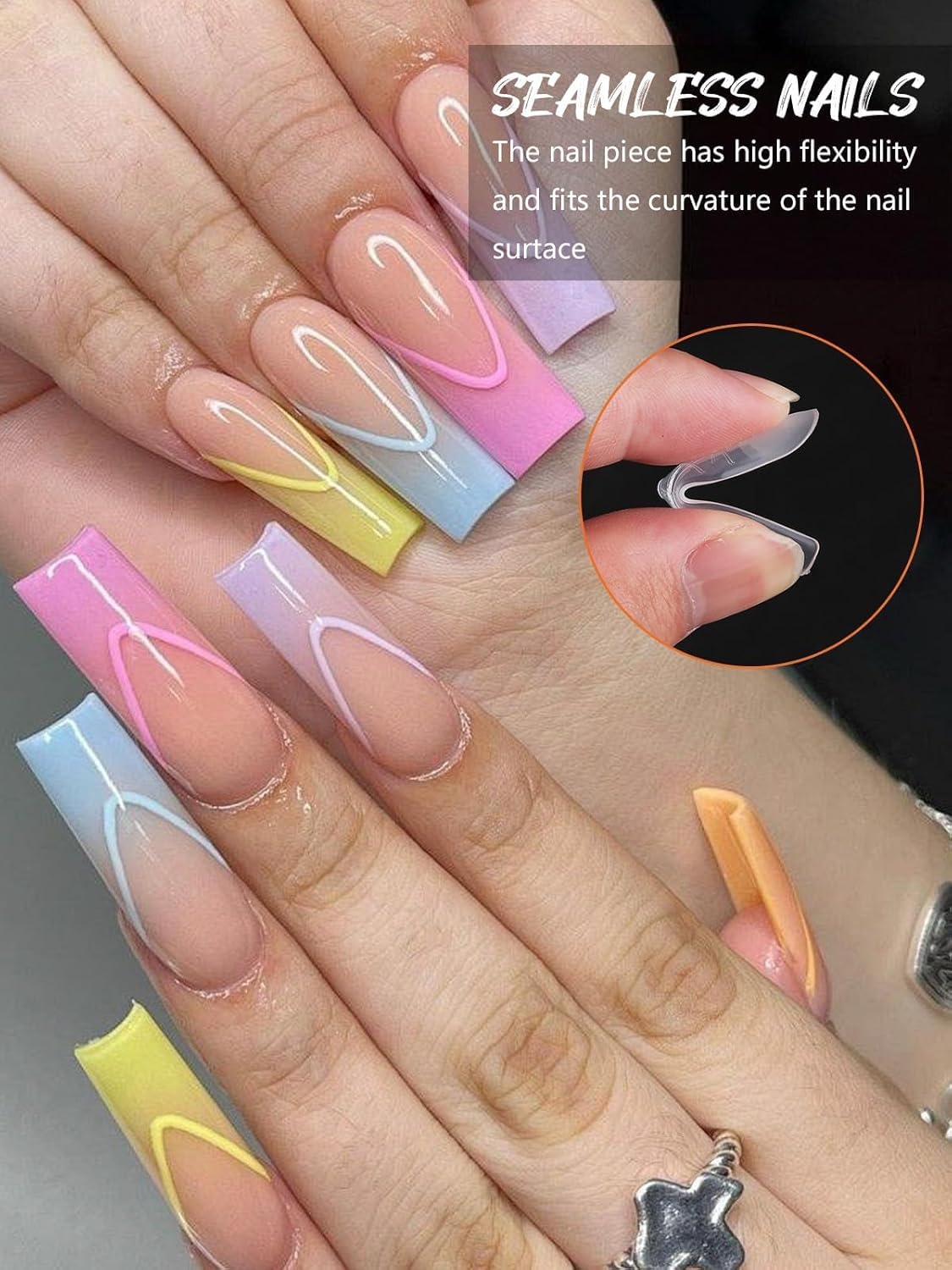 EBANKU 120PCS Dual Nail Forms Matte Poly Gel Nail Molds Square Full Cover Coffin Nail Tips Extension Forms 12 Sizes for Toenail Manicure Nail Art Design Salon&DIY