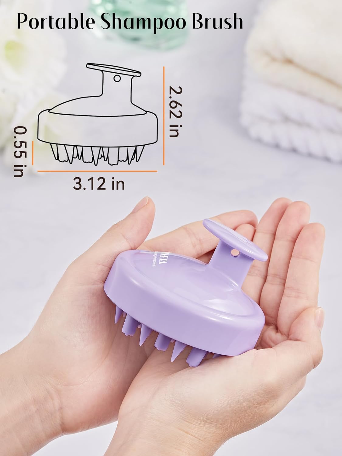 HEETA Hair Scalp Massager Brush, Updated Scalp Exfoliator with Soft Silicone Bristles, Wet & Dry Head Massager Washing Tool for Women, Men, Kids, Lavender Purple
