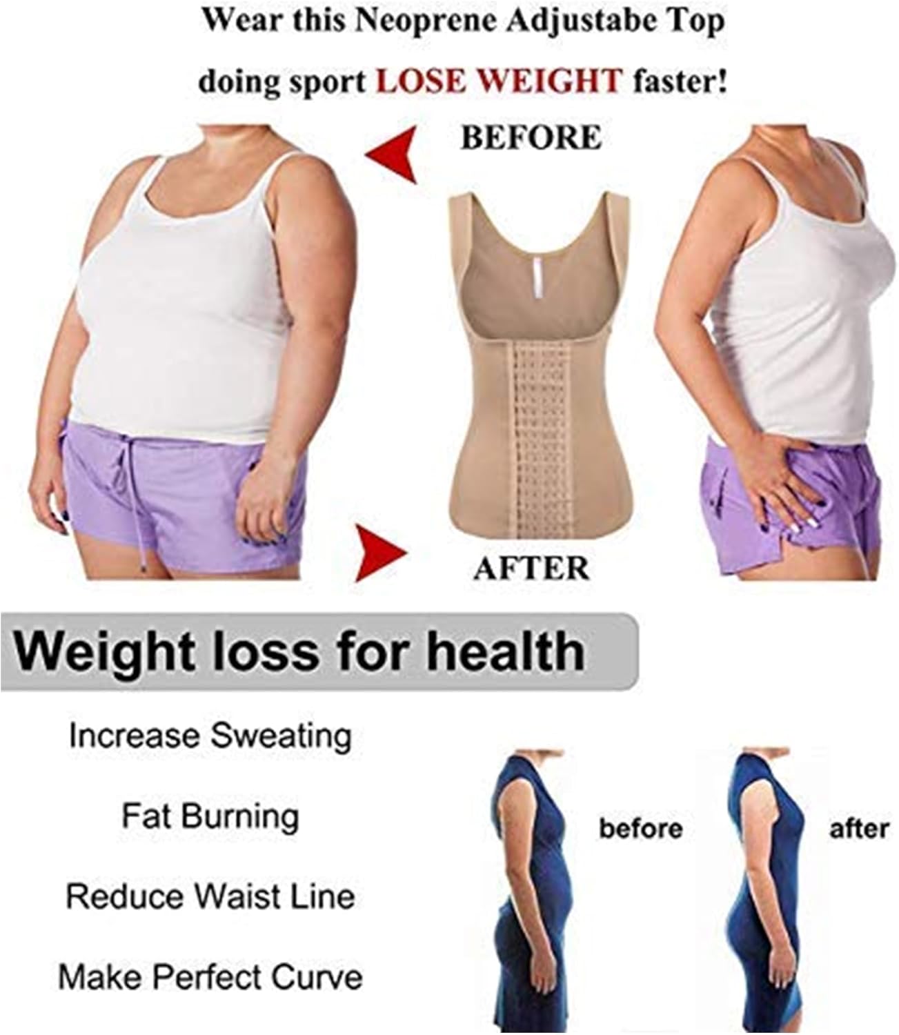 Evanhome Women's Waist Trainer Cincher Underbust Corset Vest Steel Boned Hourglass Body Shaper With Hooks S-4XL