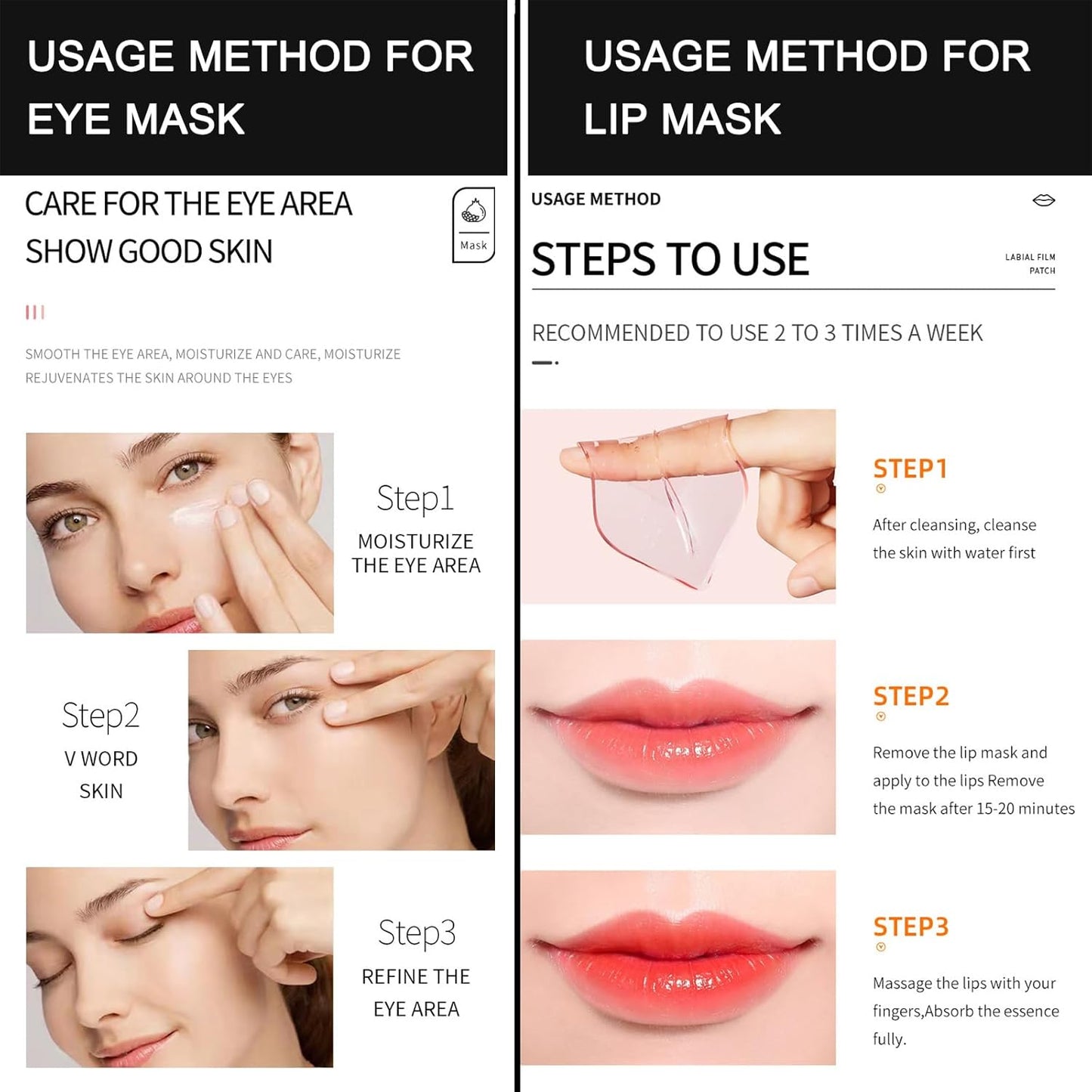 MEICOLY 30 Pads Eye and Lip Masks Sheet,Moisturizing Caviar Under Eye Mask,Hydrating Peach Lip Masks,Crystal Anti-Aging Eye Patches Dark Circle Remover with Box,15 Eye Mask+15 Lip Mask