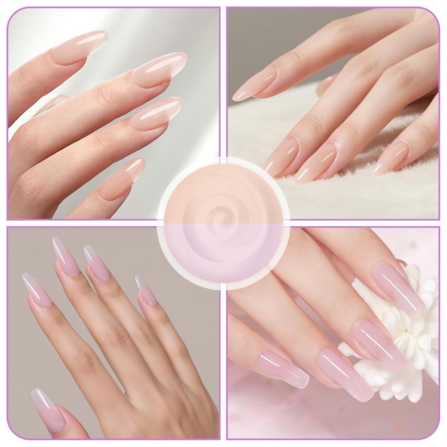 TOROKOM Acrylic Nail Powder Set, 2 Colors Nude Pink Acrylic Powder Colored for 3D Art Nail Carving French Nail Extension, Long-Lasting Nail Powder - No Need Nail Lamp, 2 * 60g