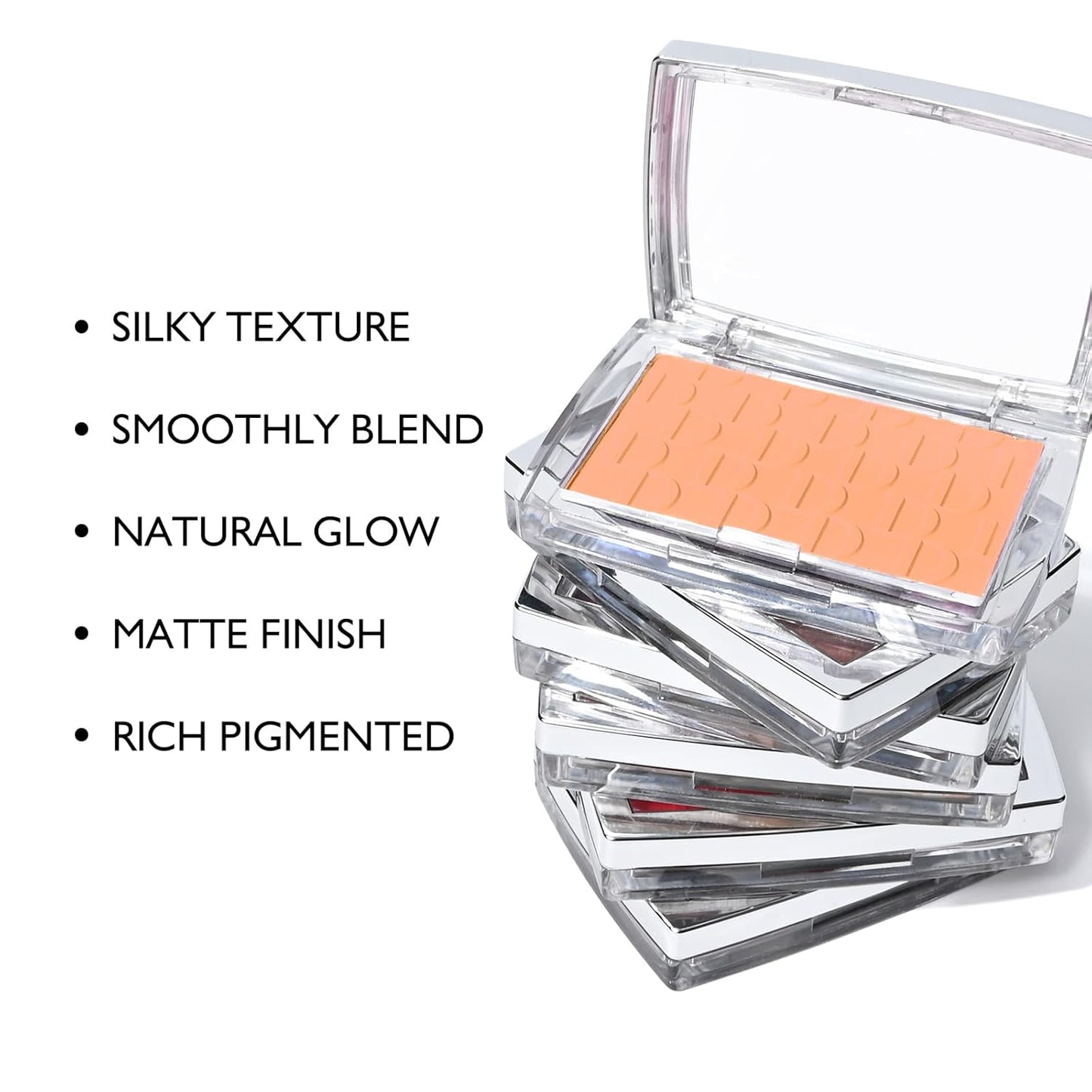 KYDA Powder Blush, Radiant Glow Face Blusher, Blendable Formula, Lasting Moisturizing, Ultra Fine Lightweight Texture, Coral