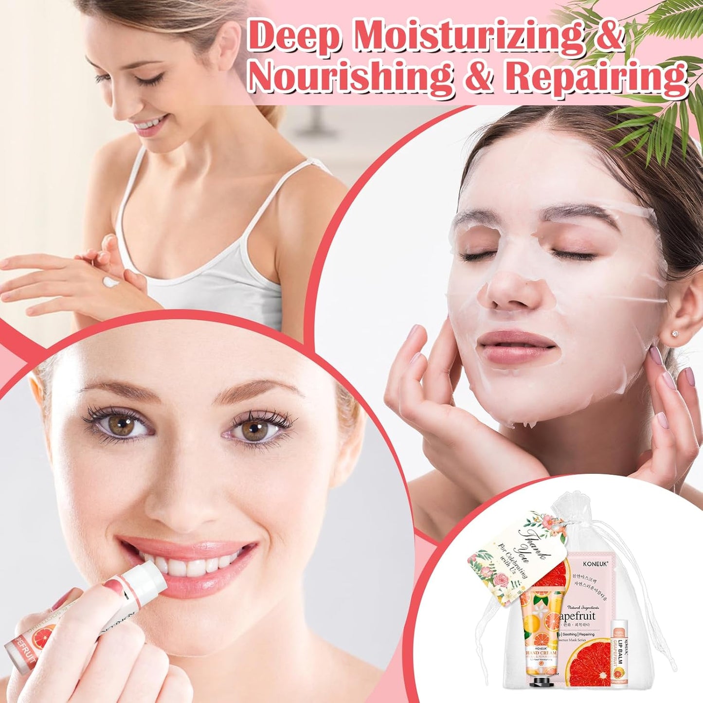 30 Pack Bulk Facial Mask, Bulk Hand Cream and Bulk Lip Balm Sets, Bridesmaid Gifts, Thank You Gifts, Bridal Shower Favors and Baby Shower Party Favors for Guests, Birthday Gifts, Small Gifts for Women