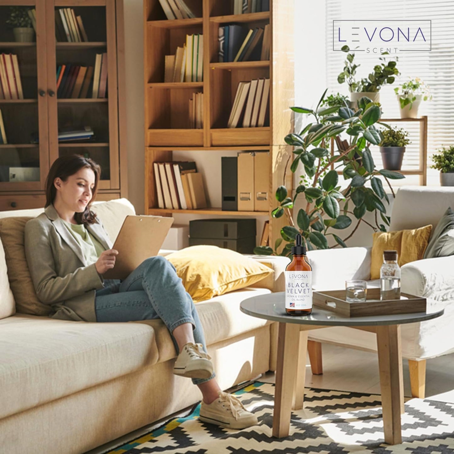 Levona Scents Oil Diffuser Essential Oils: Fragrance Oil for Diffuser - Black Velvette Diffuser Oils Scents - Woody Citrus with Herbal Floral Essential Oil Blends, Oakmoss, White Musk & Sandalwood