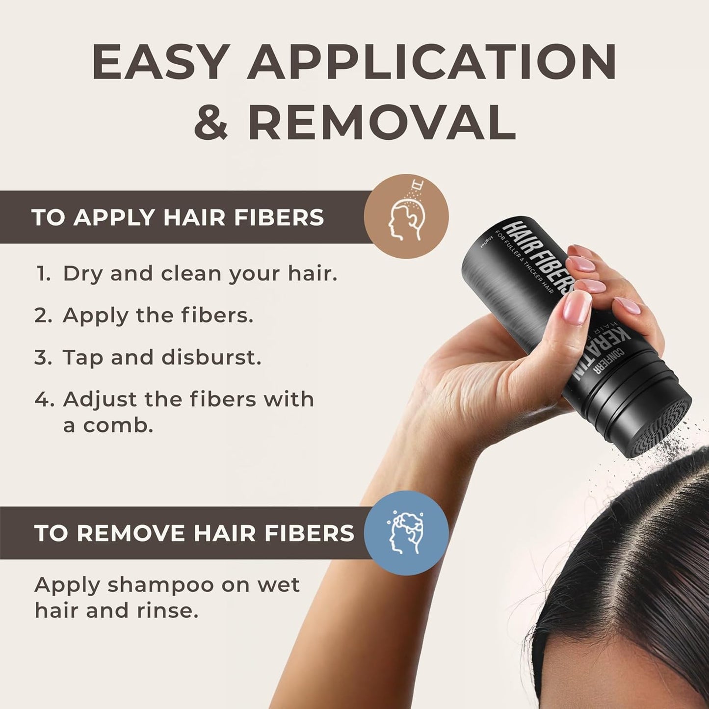 Keratin Hair Fibers for Men & Women - Fill In Fine or Thinning Hair, Instantly Thicker, Fuller Looking Hair (Medium Brown 30g)