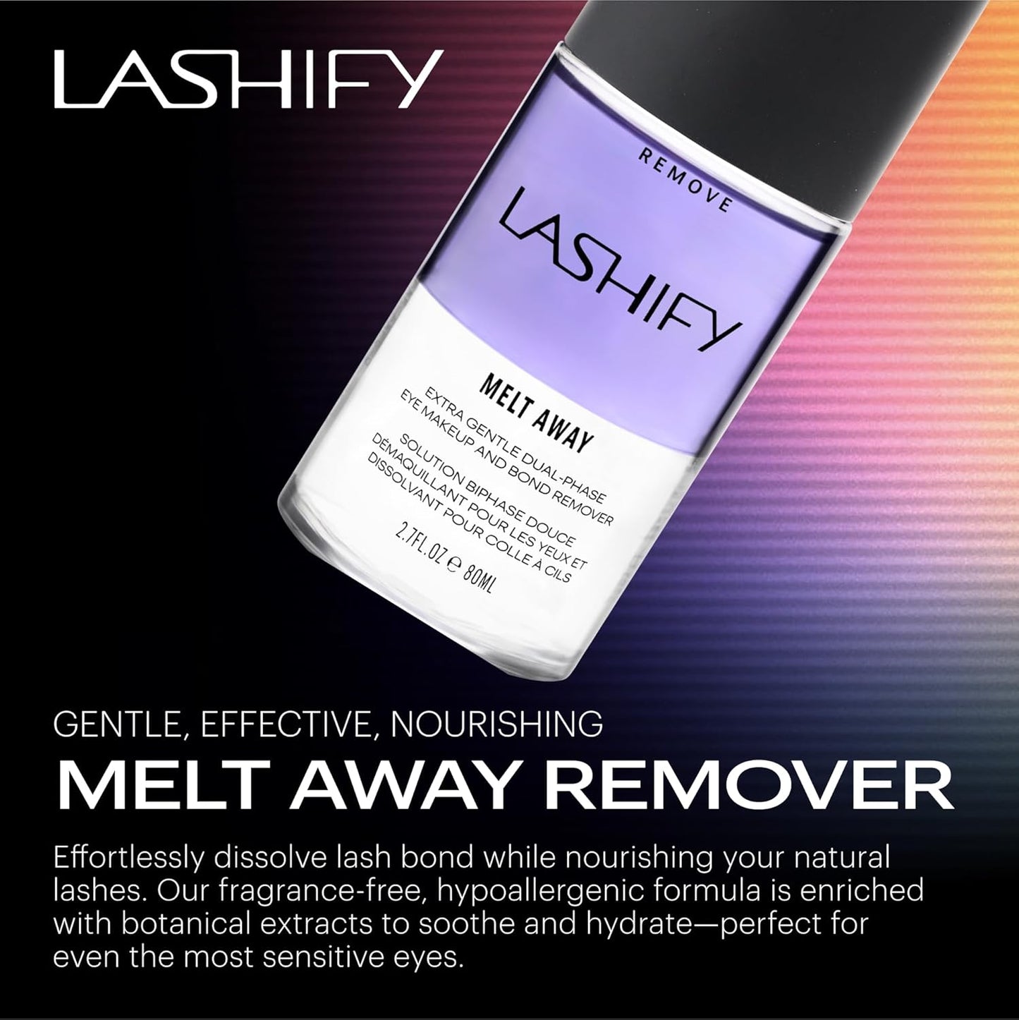 Lashify Melt Away Extra Gentle Dual-Phase Eye Makeup and Bond Remover, 80ml bottle