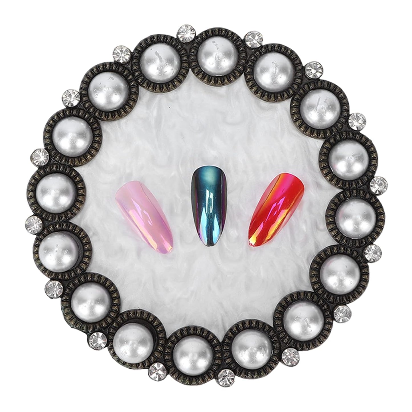 Polish Mix Palette, Resin Nail Art Display Board Cosmetic Nail Mixing Palette Color Mixing Nail Art Tips Display Plate(Copper)