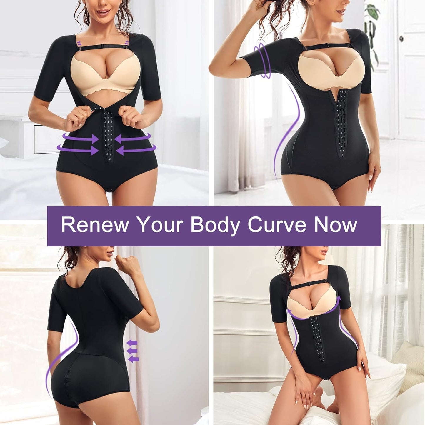 MERYOSZ Waist Trainer for Women Tummy Control Thong Bodysuit Arm Shaper Corset Fajas Shapewear Open Bust Slimming Girdles