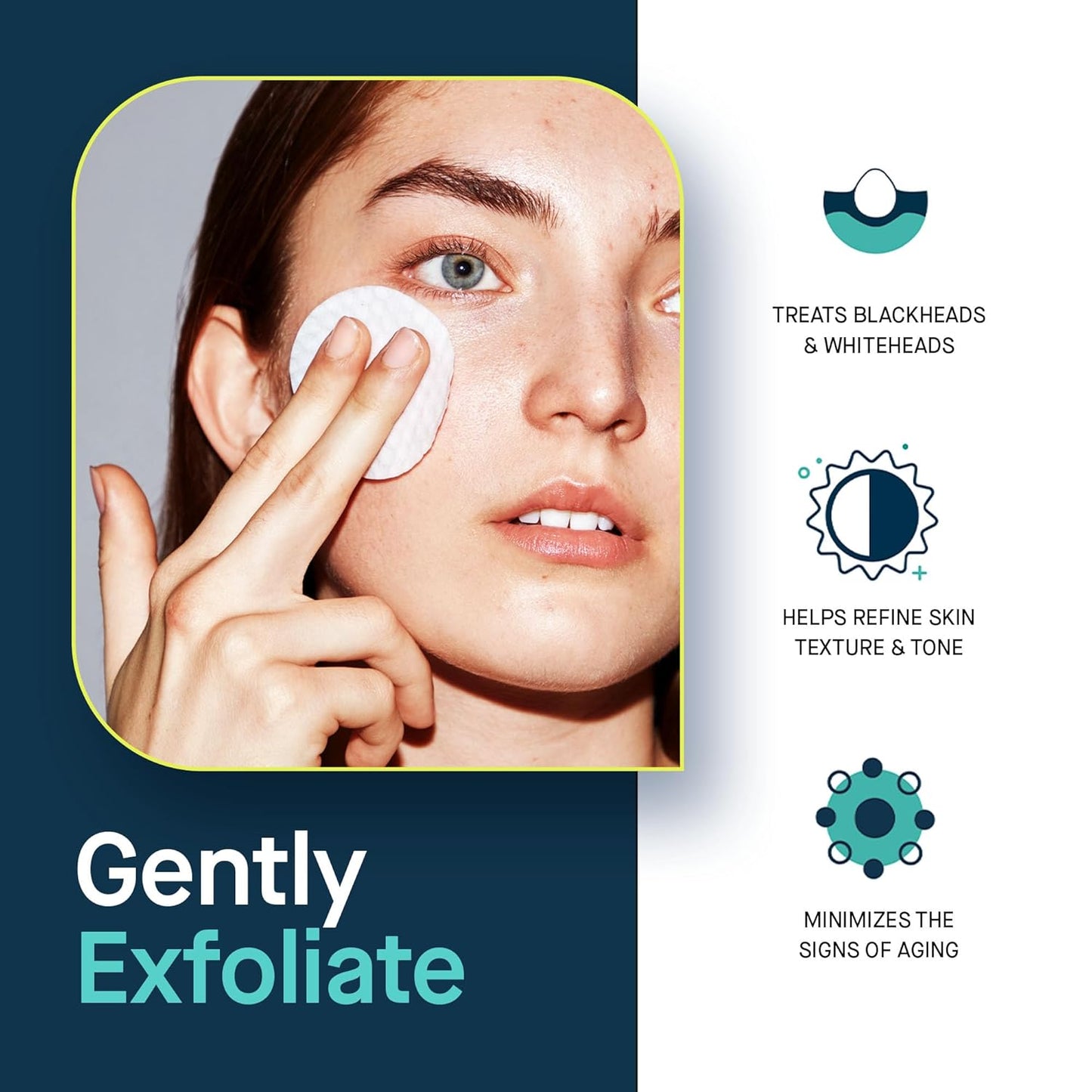 SLMD by Dr. Pimple Popper - AHA BHA Toner Pads Swipes, Salicylic Acid, Glycolic Acid & Lactic Acid - Daily Resurfacing Pads for Face & Body - Facial Exfoliating Pads Resurface, Treat, and Prevent Acne