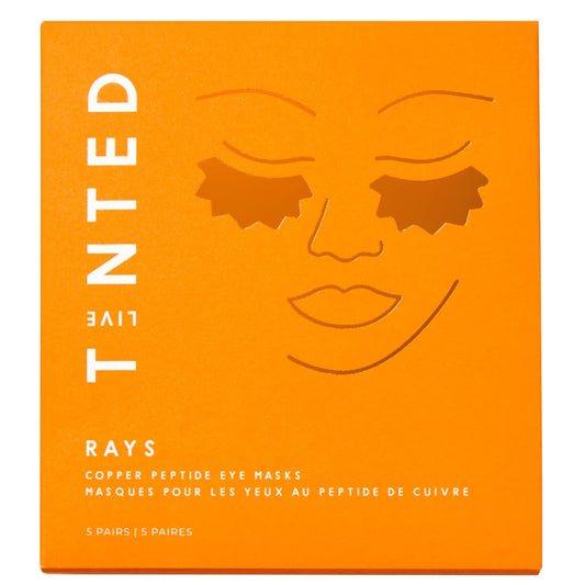 Live Tinted Rays Copper Peptide Eye Masks - Cooling, Brightening, & Nourishing Under Eye Patches, Reduces Fine Lines, & Hydrates with Copper Peptides, Banana Extract, & Bakuchiol - 5 Pairs