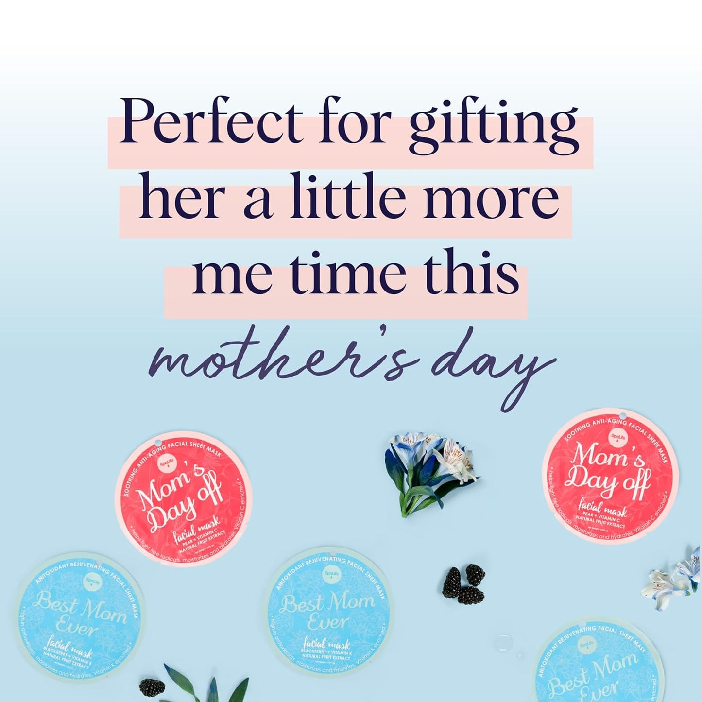 SpaLife Made for Mama Facial Mask Duo – Antioxidant Rejuvenating & Soothing Anti-Aging Facial Sheet Masks – Face Masks Skincare Set – Hydrating Face Masks – 10 Pack – Natural Fruit Extract Formulas