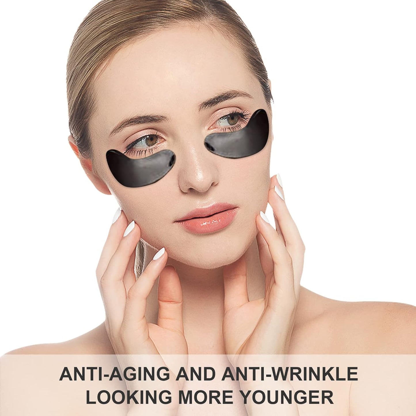 Black Collagen Eye Mask, 30 Pairs Crystal Gold Under Eye Patches For Puffy Eyes and Dark Circles – Look Less Tired and Reduce Wrinkles and Fine Lines (Black)