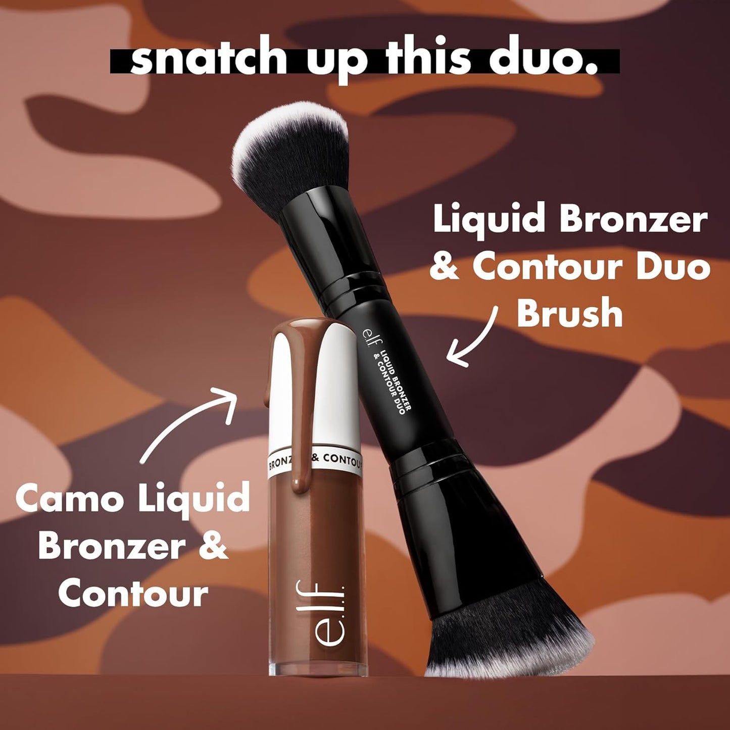 e.l.f. Camo Liquid Bronzer & Contour, Silky Highly Pigmented Formula, Creates a Long-Lasting Bronzed Glow & Natural Look, Vegan & Cruelty-Free, 8 Deep