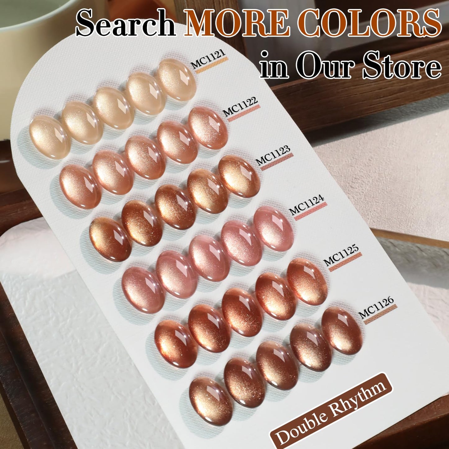 Double Rhythm 15ML Ice Glass Cat Eye Gel Polish with Magnet Holographic Glitter Shimmer Translucent Sheer Color Salon Soak Off Magnetic Nail at Home (Brown Tan-MC1125)