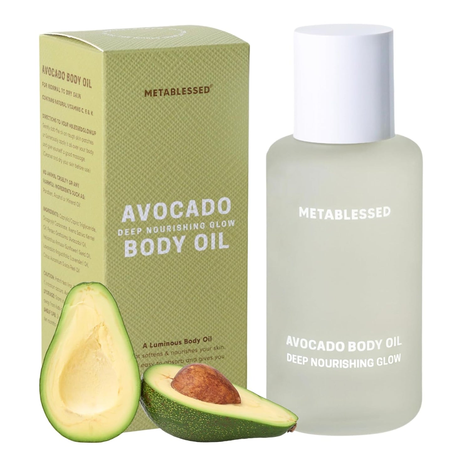 Avocado Dry Body Oil - Deep Nourishing Glow, Fast Absorbing & Non-Greasy Body Moisturizer. Luxurious Soothing Aromatherapy. Sensitive Skin Safe, Clean Beauty 3.38 fl. oz