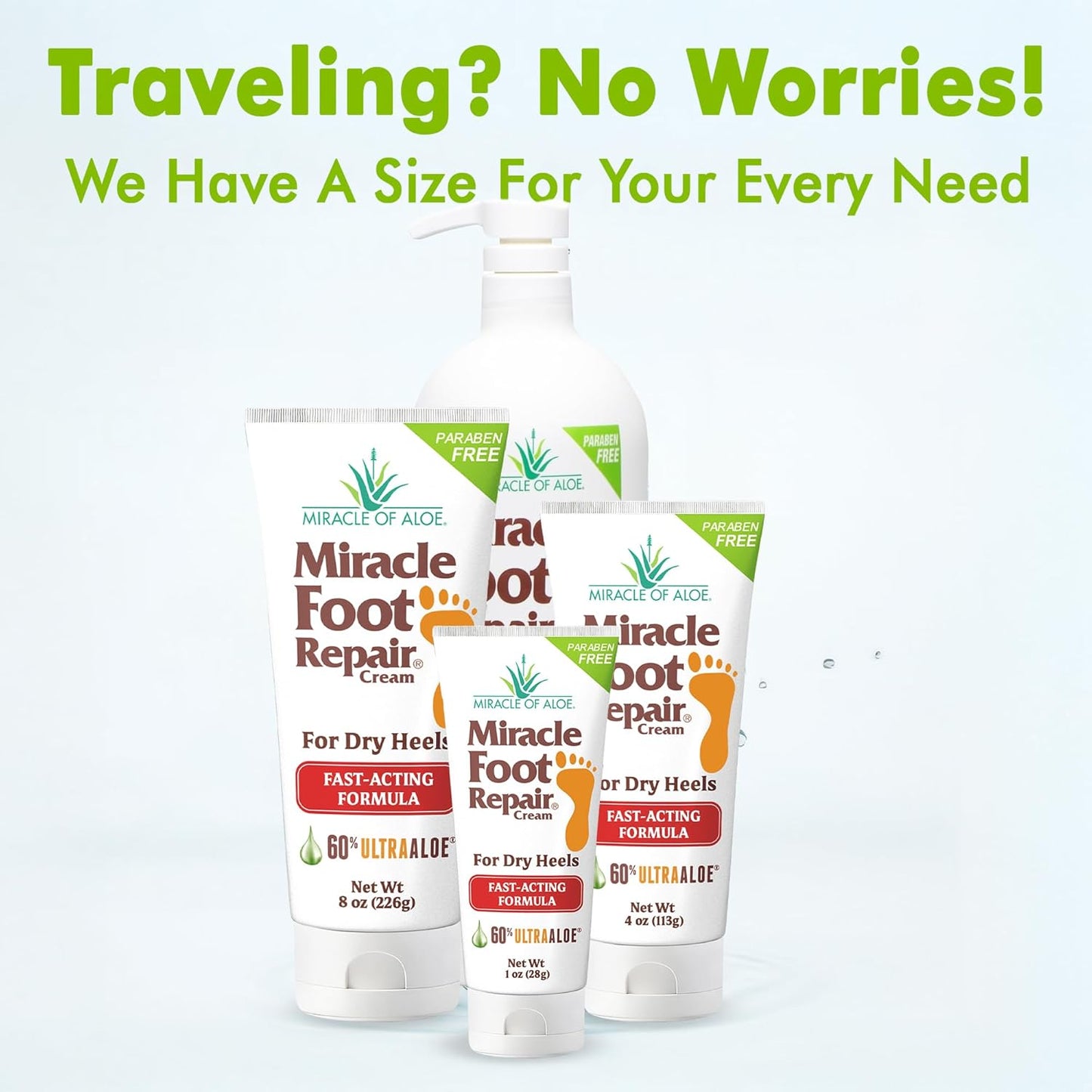 Miracle Foot Repair Cream (1 oz / 12 Pack) Repairs Dry Cracked Heels and Feet, 60% Pure Ultra Aloe Moisturizes, Softens, and Repairs